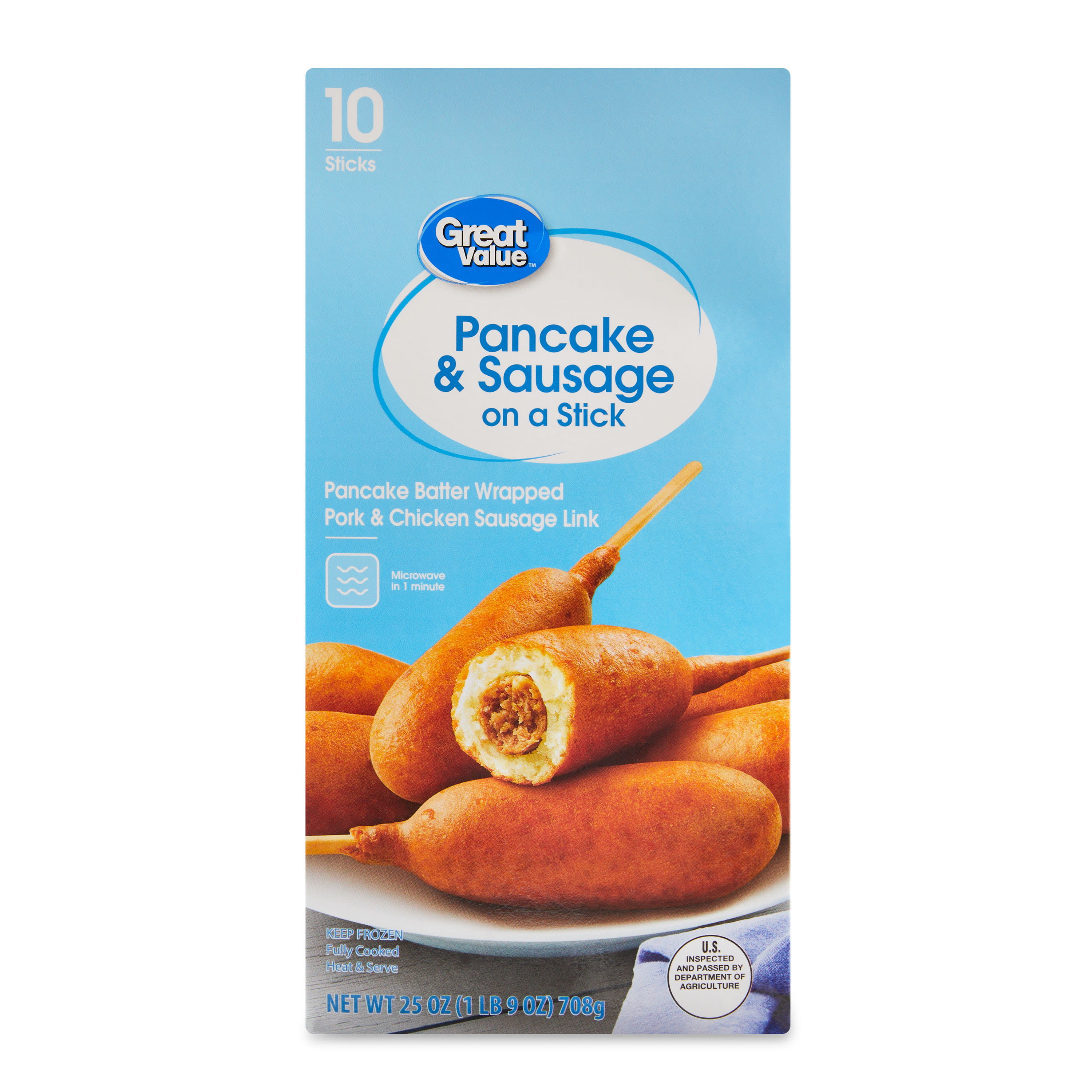 Great Value Pancake & Sausage on a Stick, 25 oz, 10 Count (Frozen) -  DroneUp Delivery