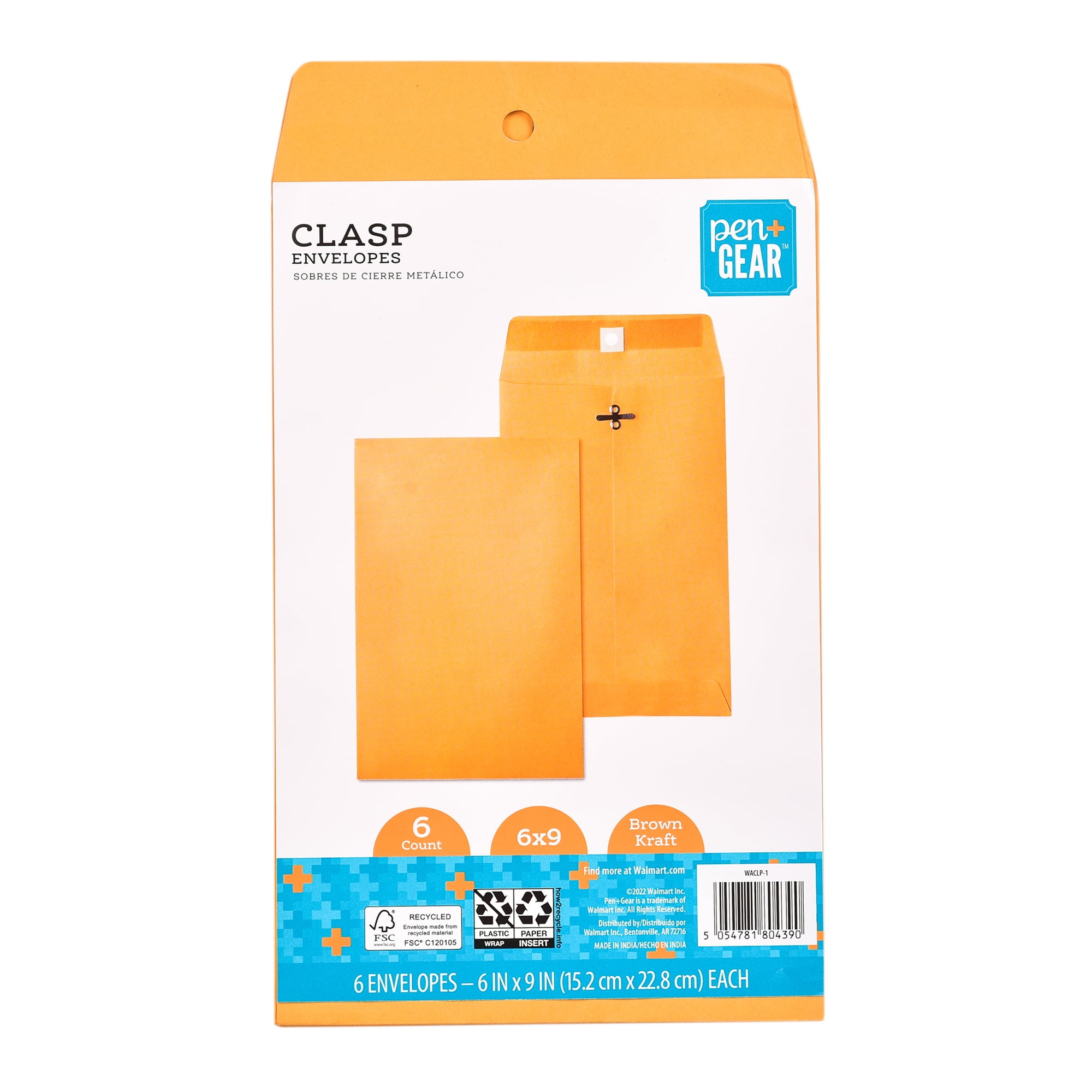 Pen+Gear No- 6''x9 ''Clasp Envelope, Color- Brown Kraft Clasp envelope ,Size- 6