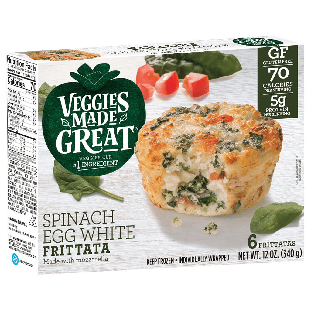 Veggies Made Great Spinach Egg White Frittata, 12oz, 6ct Box (Frozen