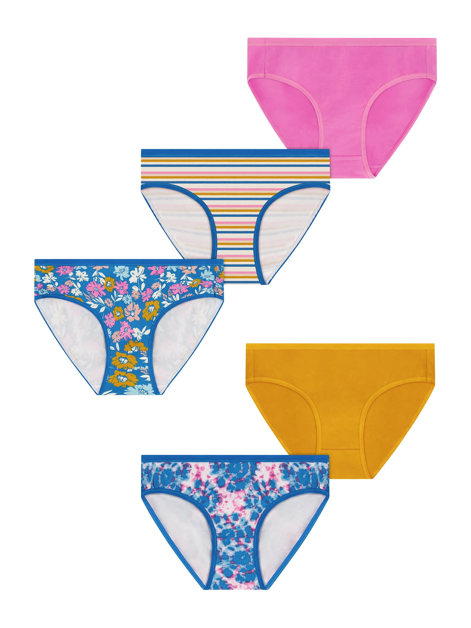 No Boundaries Junior's Jersey Bikini Panty, 5-Pack