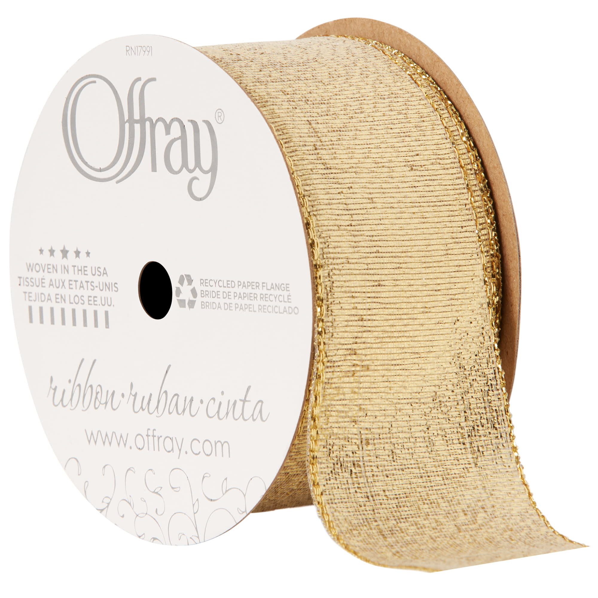 Offray Ribbon, White 1 1/2 inch Acetate Polyester Outdoor Ribbon for Floral  Displays and Decorations, 21 feet, 1 Each