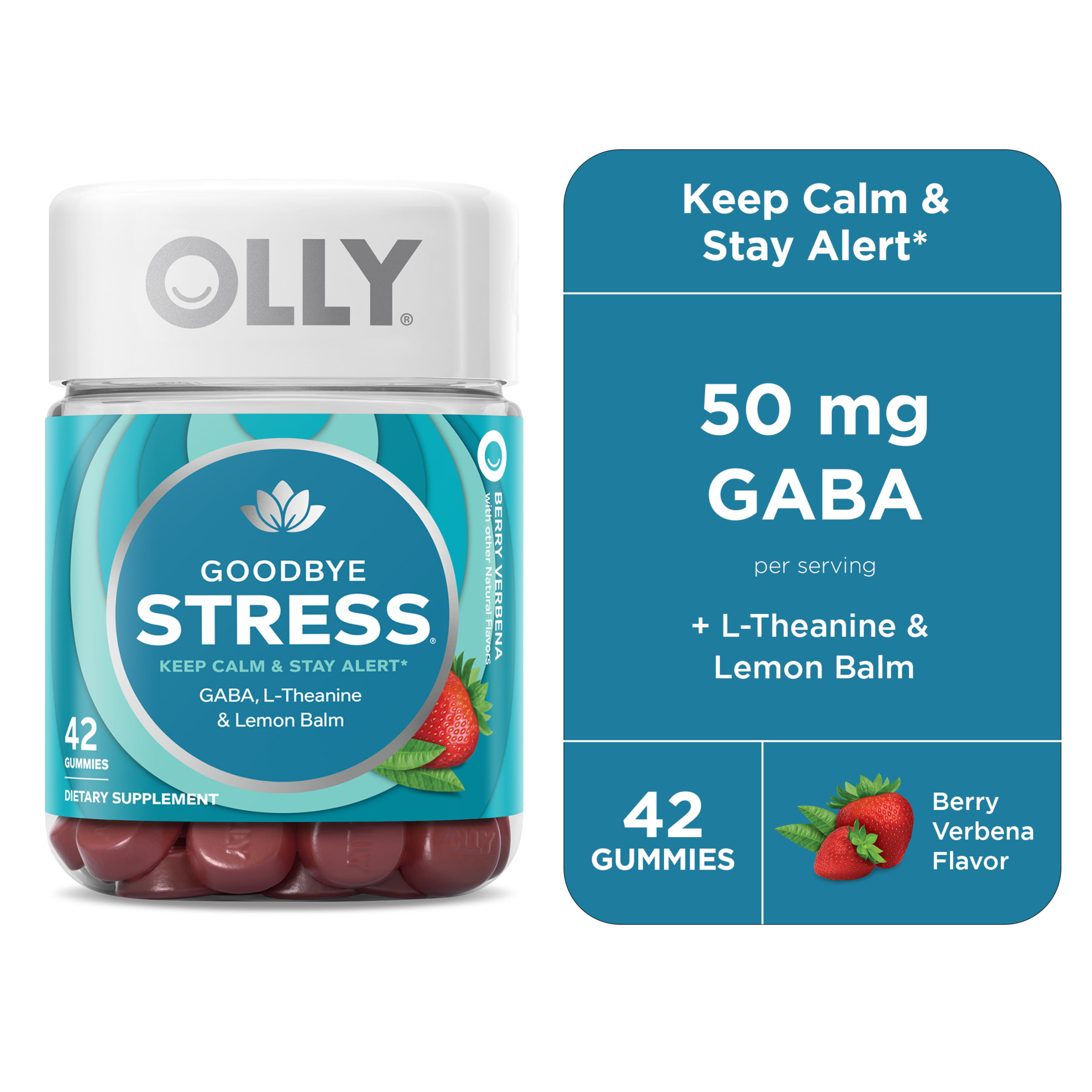 Amazoncom OLLY Goodbye Stress Gummy GABA L-Theanine Lemon Balm Stress  Relief Supplement Berry Flavor - 120 Count  Everything Else