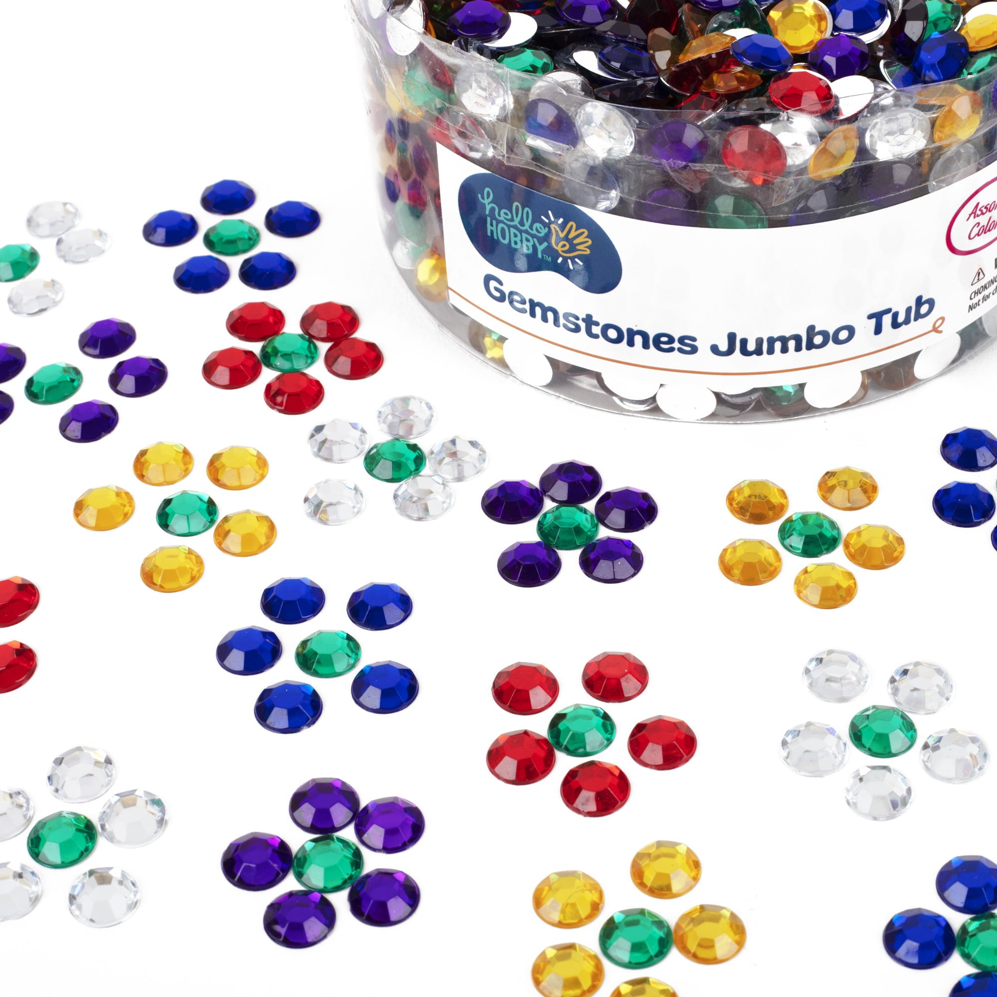 Hello Hobby Flat Back Rhinestones, Loose Gemstones in Assorted Shapes and  Colors, 0.7 oz.