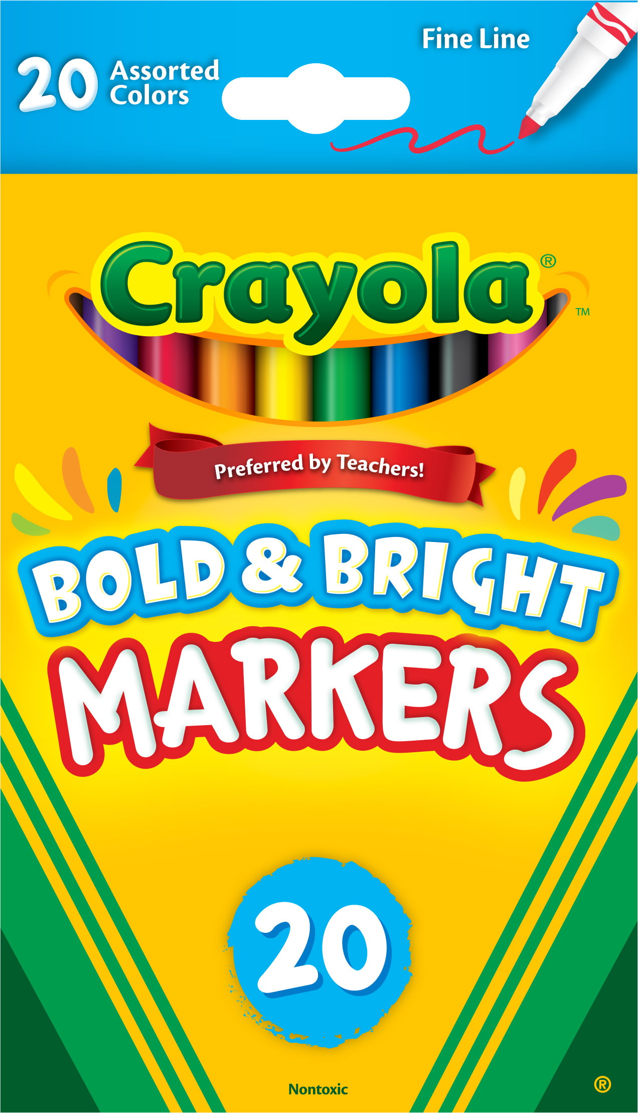 Crayola 20 Count Fine Line Classic Markers, Back to School
