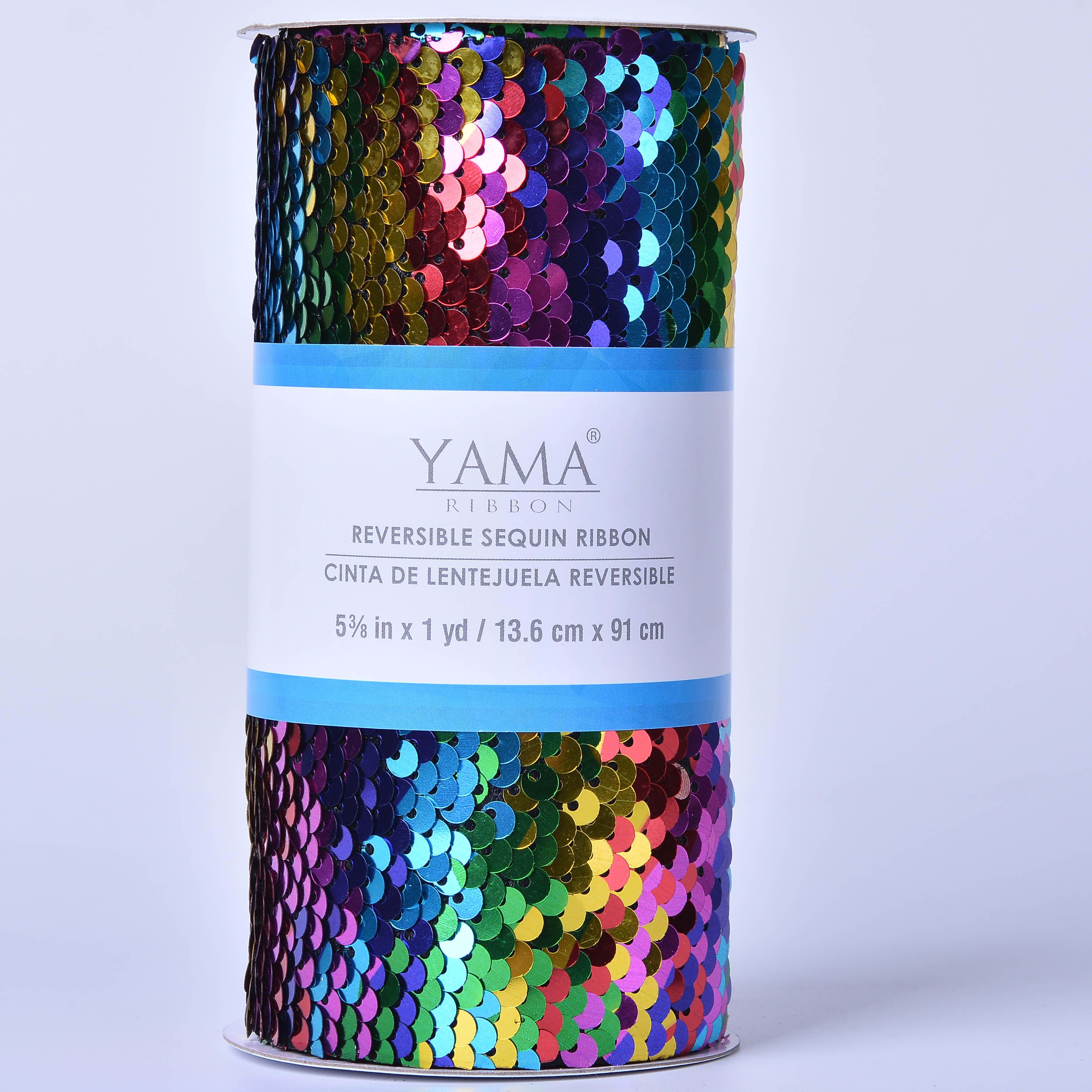 Yama Ribbon, 5-3/8inch Reverse Sequin Ribbon Rainbows - DroneUp Delivery
