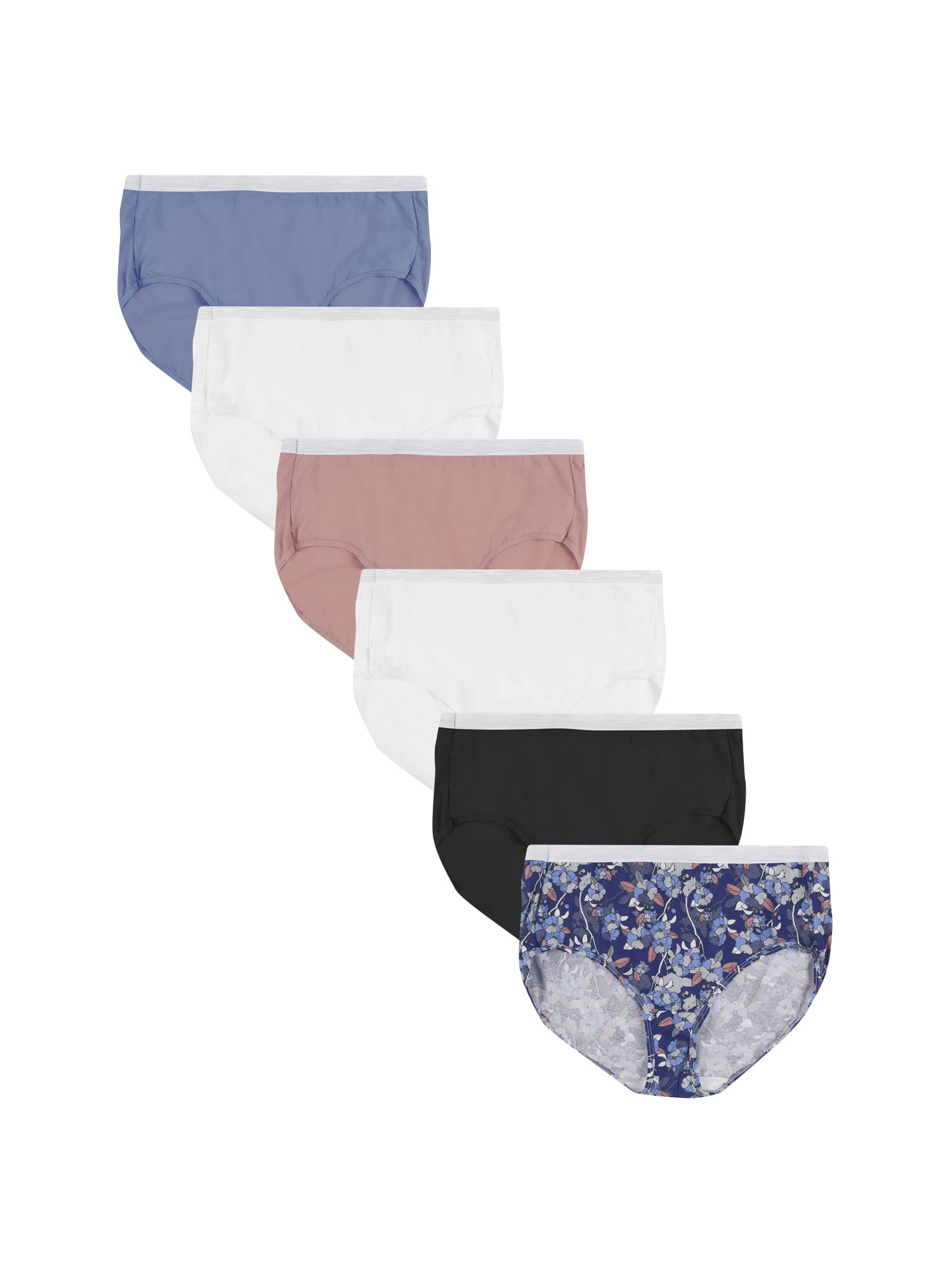 Joyspun Women's Cotton Brief Panties, 6-Pack, Sizes M to 3XL