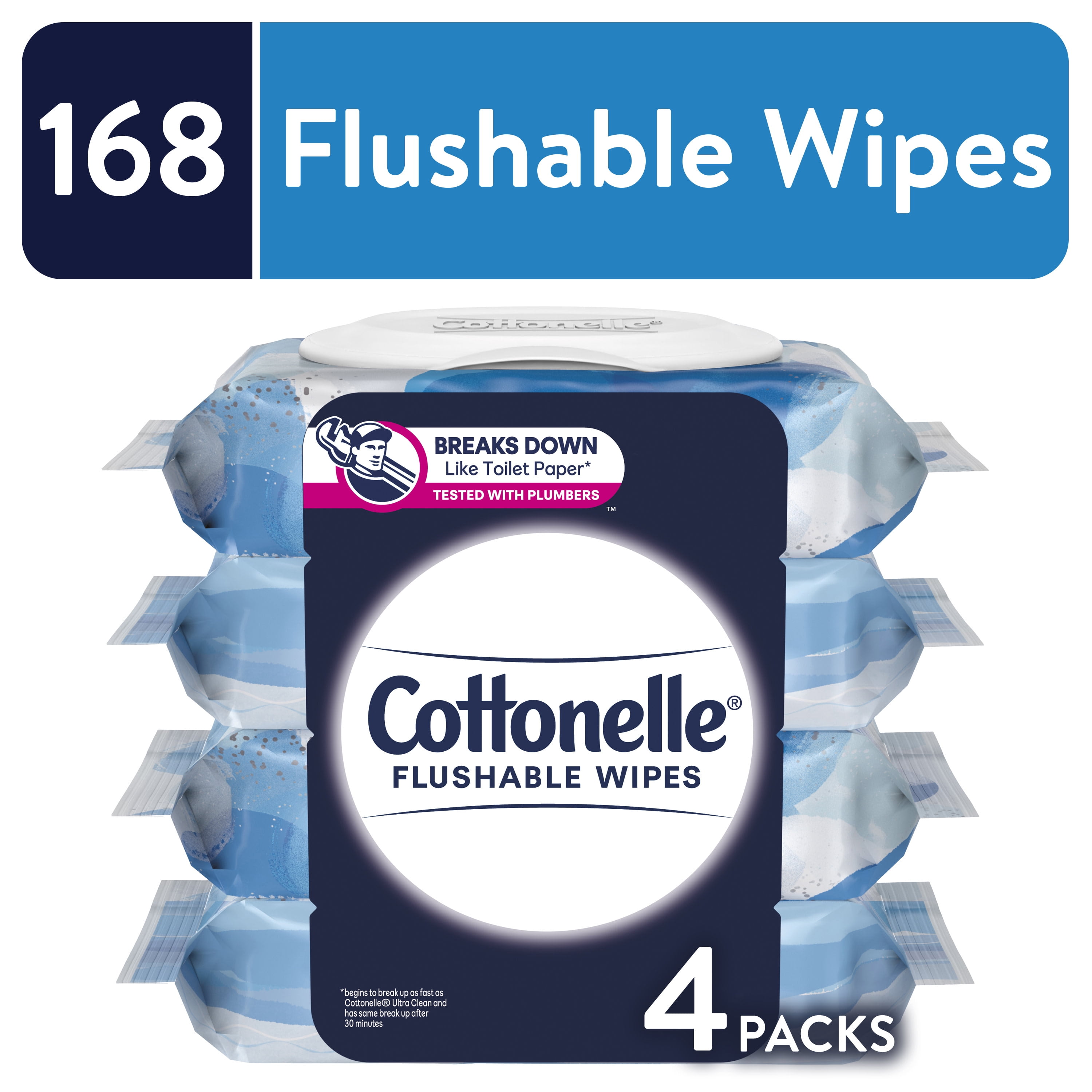 Cottonelle Ultra Fresh Flushable Wet Wipes, 4 FlipTop Packs (168 Total