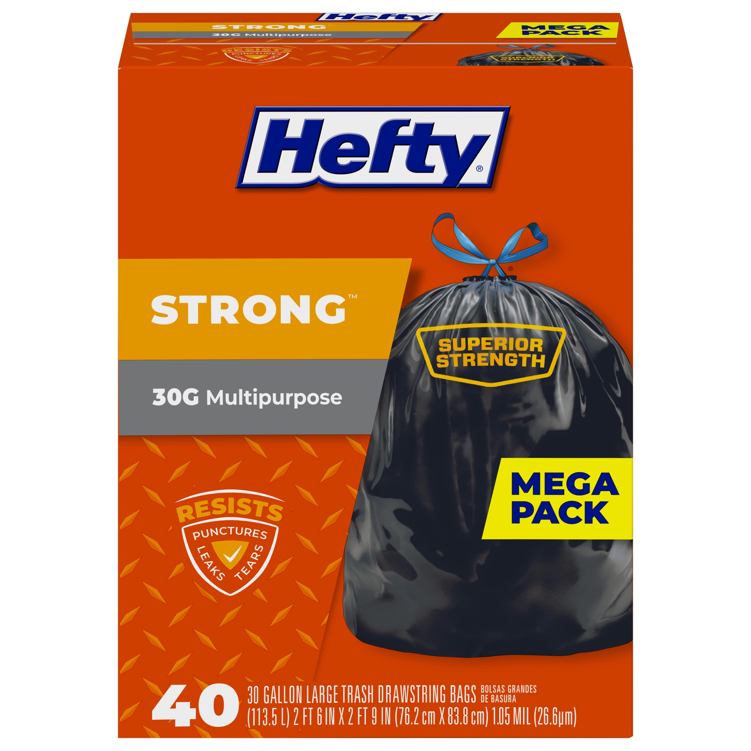 Hefty Strong Large Trash Bags, 30 Gallon, 40 Count - DroneUp Delivery