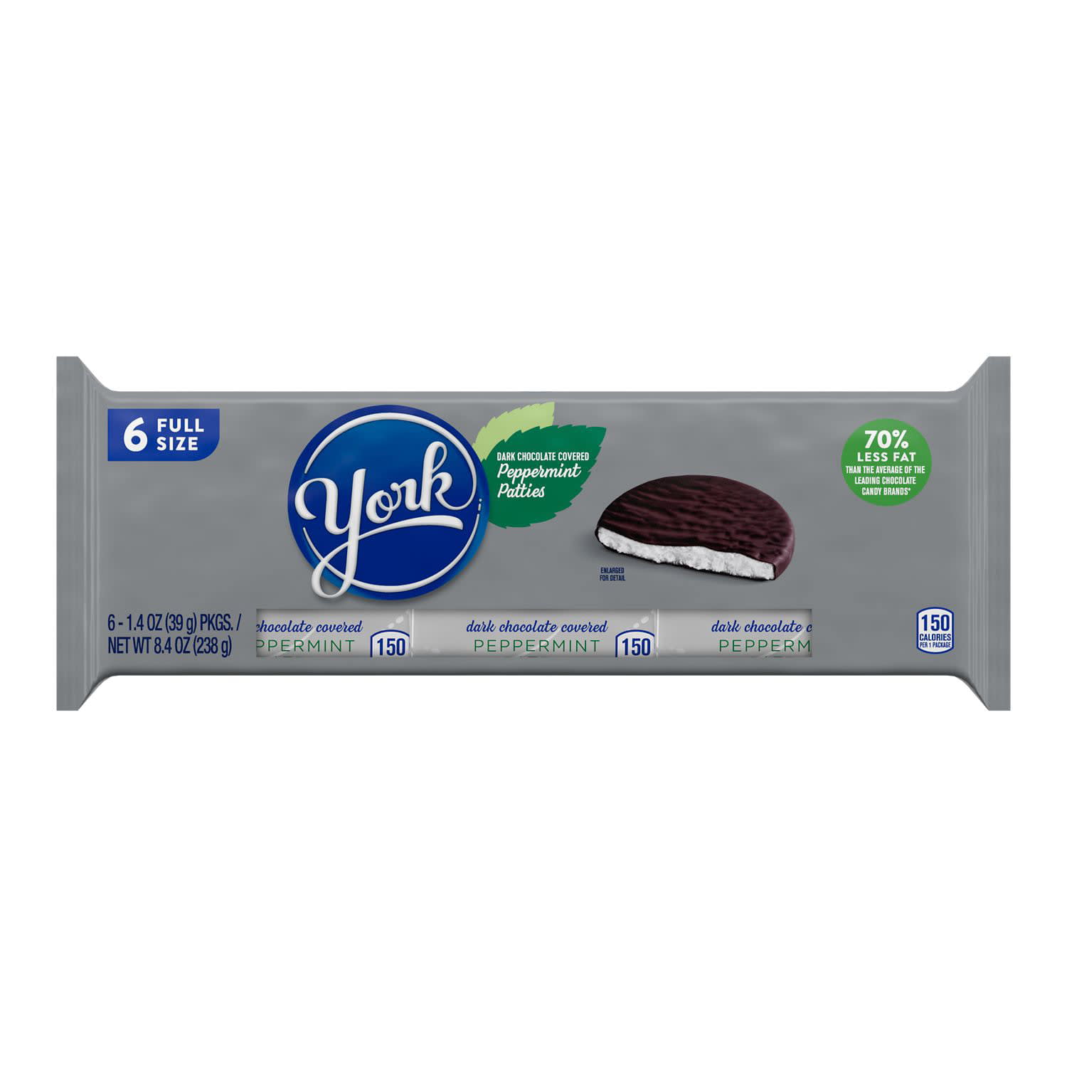 YORK, Dark Chocolate Peppermint Patties Candy, Gluten Free, 1.4 oz