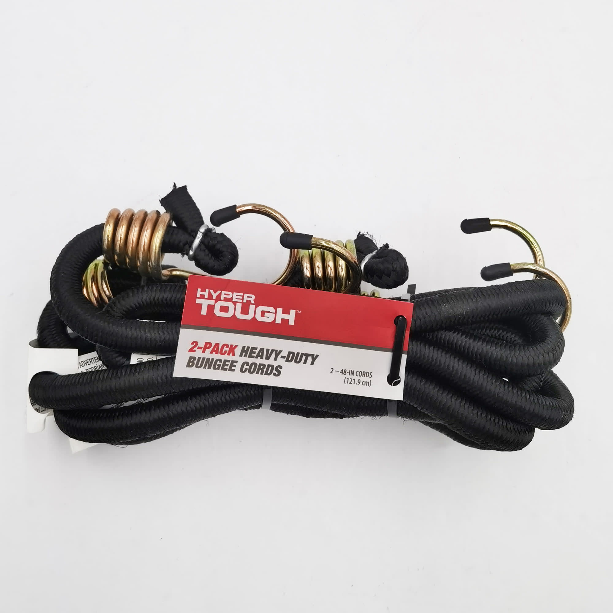 Hyper Tough 2 Pack 48 inch Heavy Duty Rubber Bungee Cords, Black