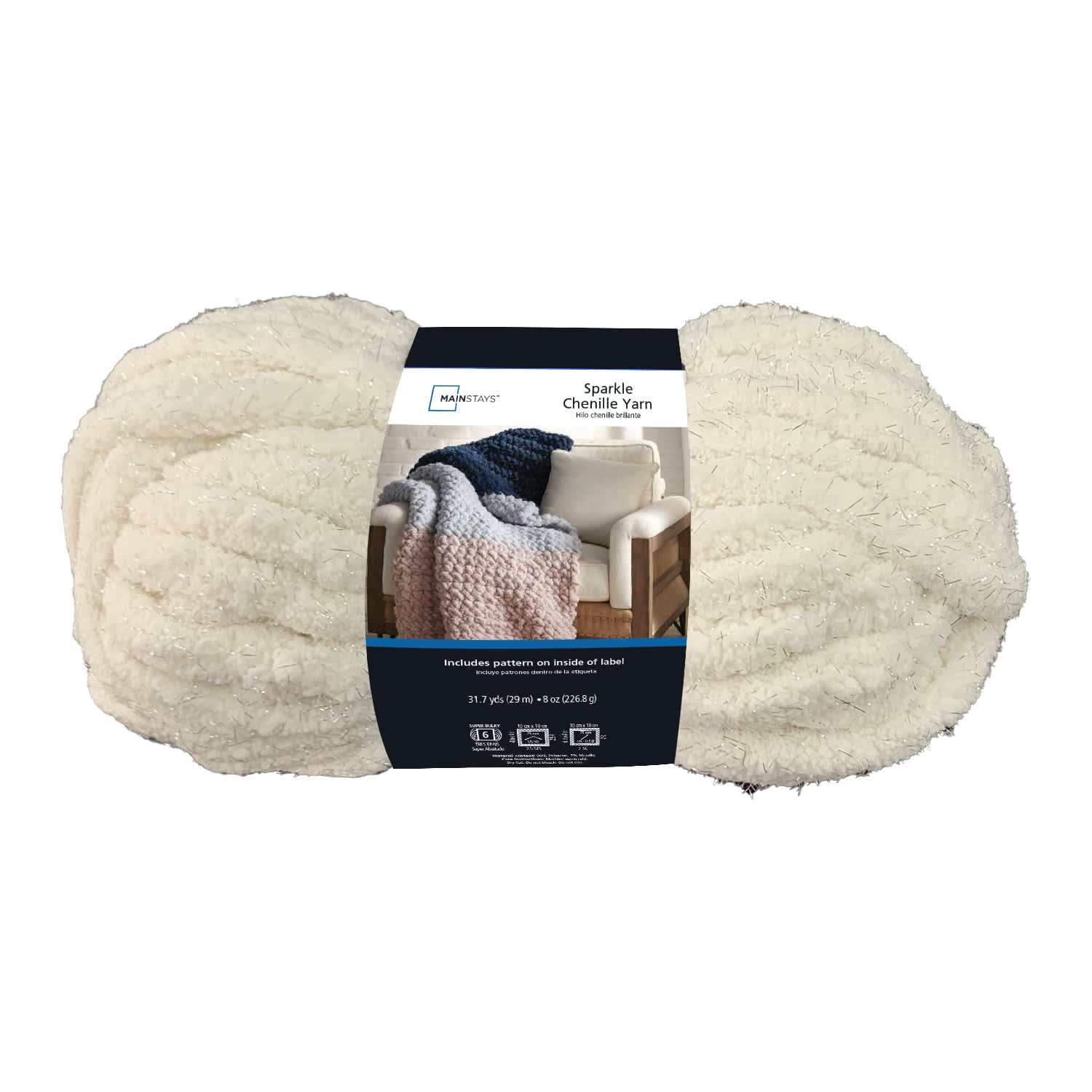 Peaches & Creme Solid 4 Medium Cotton Yarn, Black 2.5oz/70.9g, 120