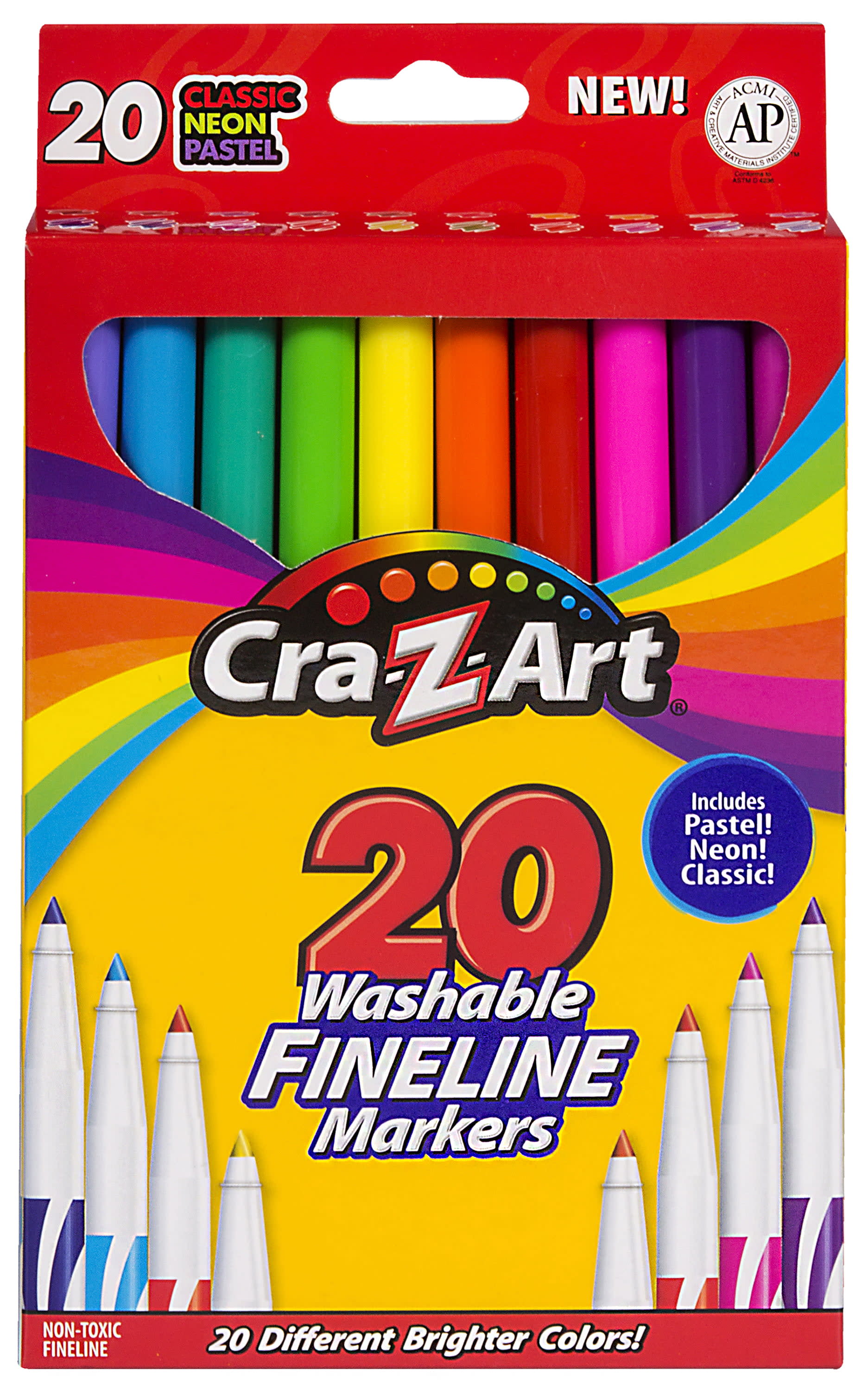 Cra-Z-Art Kids Washable Markers Non Toxic Broadline, 20 Count 