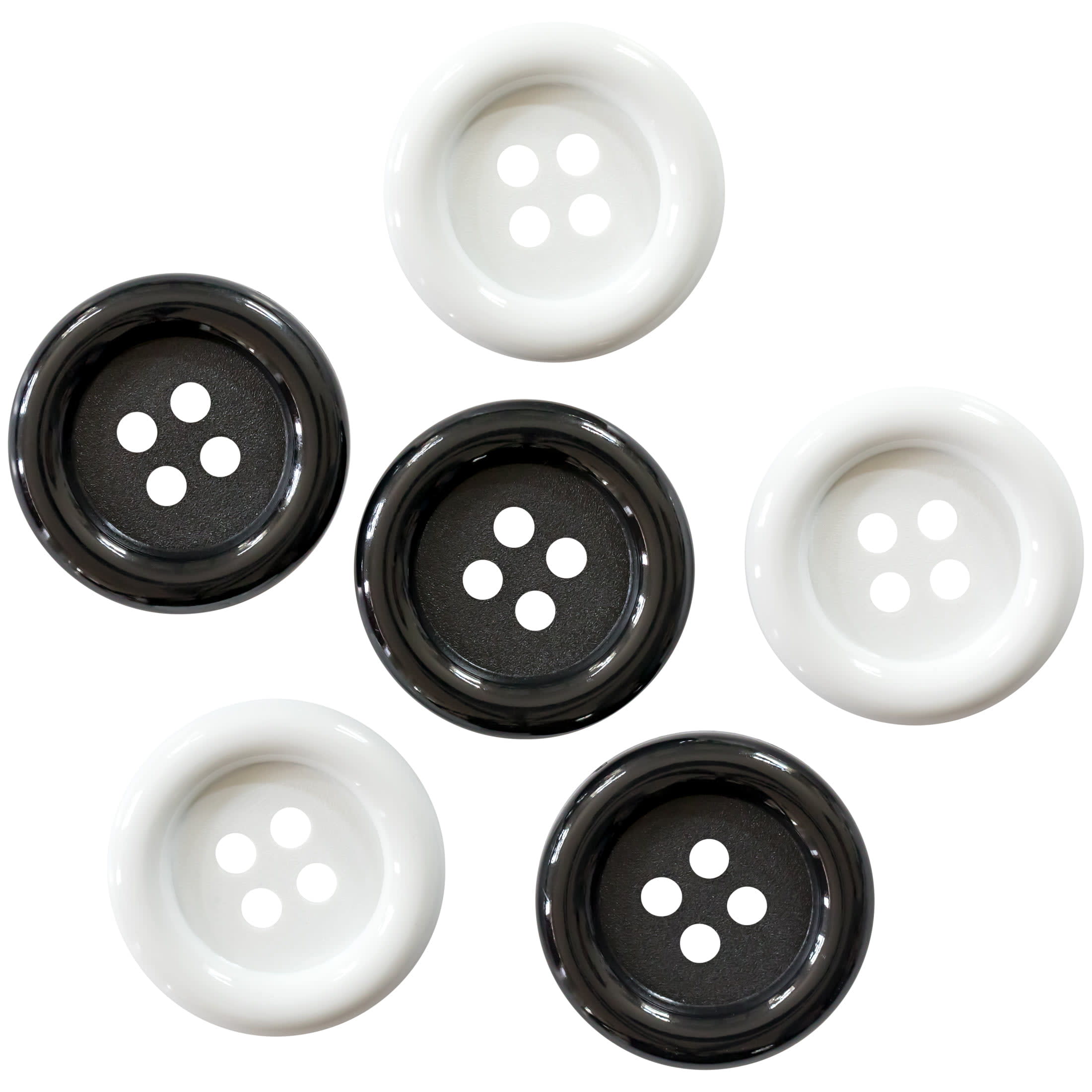 Favorite Findings White 1 3/8 4-Hole Big Buttons, 6 Pieces 