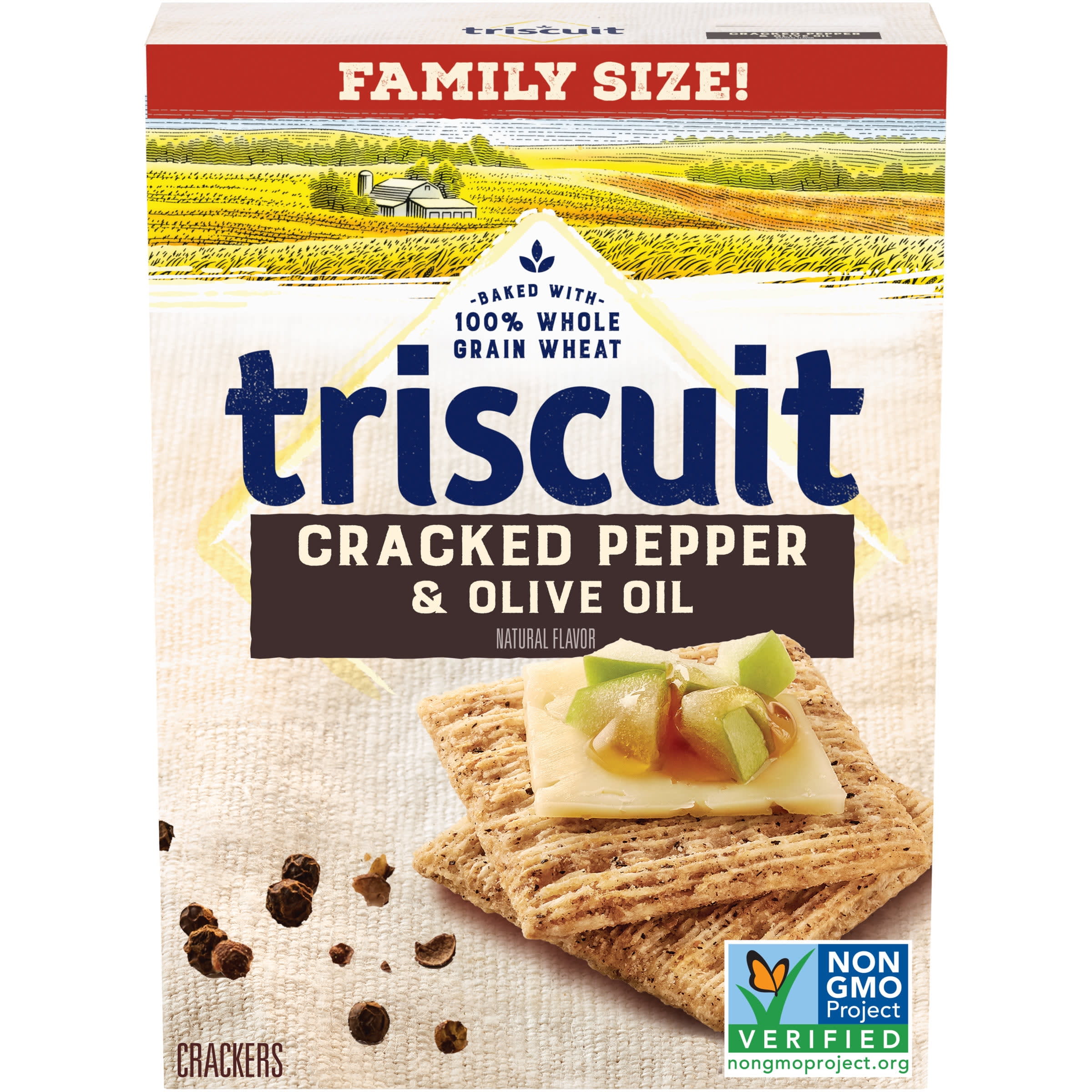 Triscuit Cracked Pepper & Olive Oil Whole Grain Wheat Crackers, Family ...