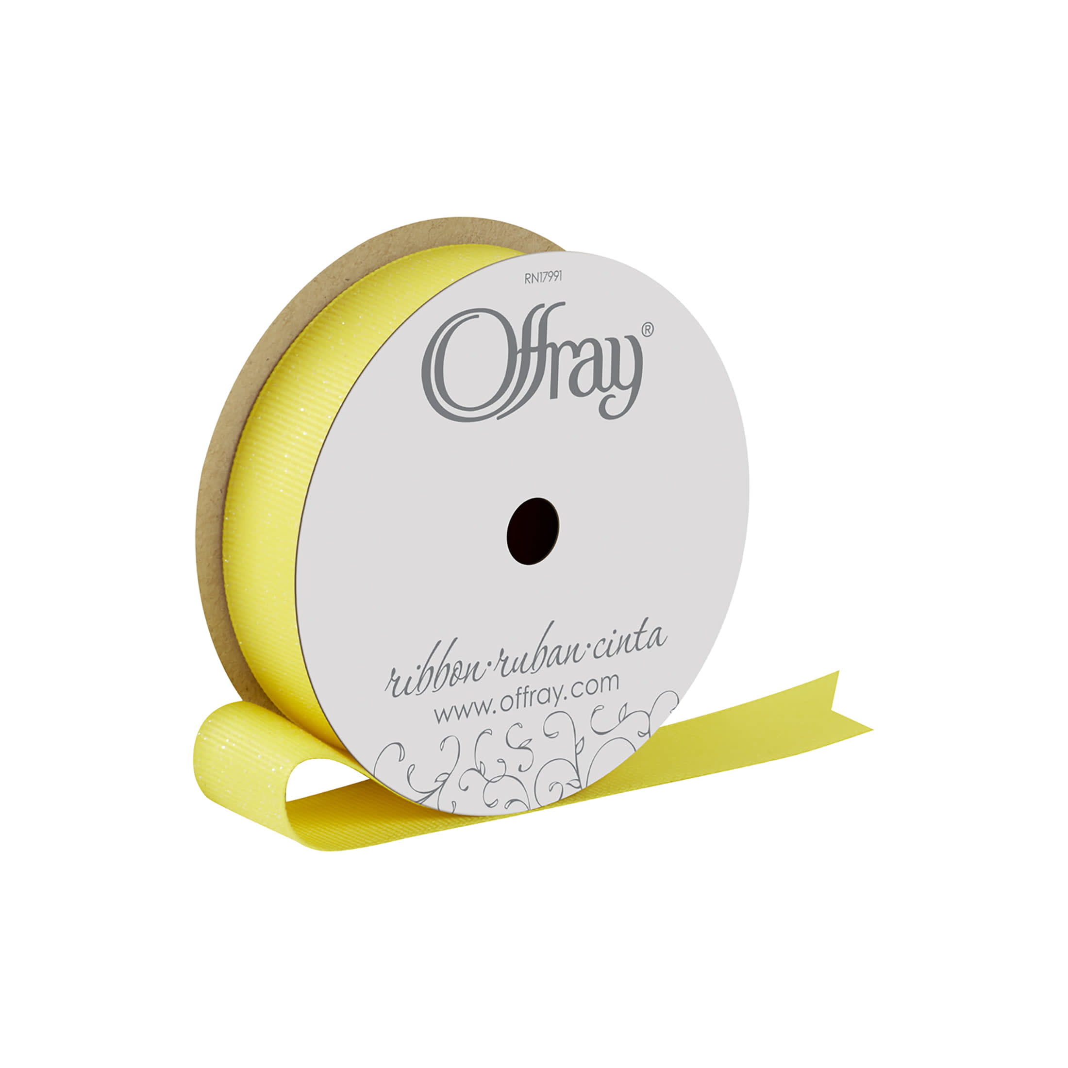 Offray Ribbon, Antique White 1 1/2 inch Single Face Satin Polyester Ribbon,  12 feet 