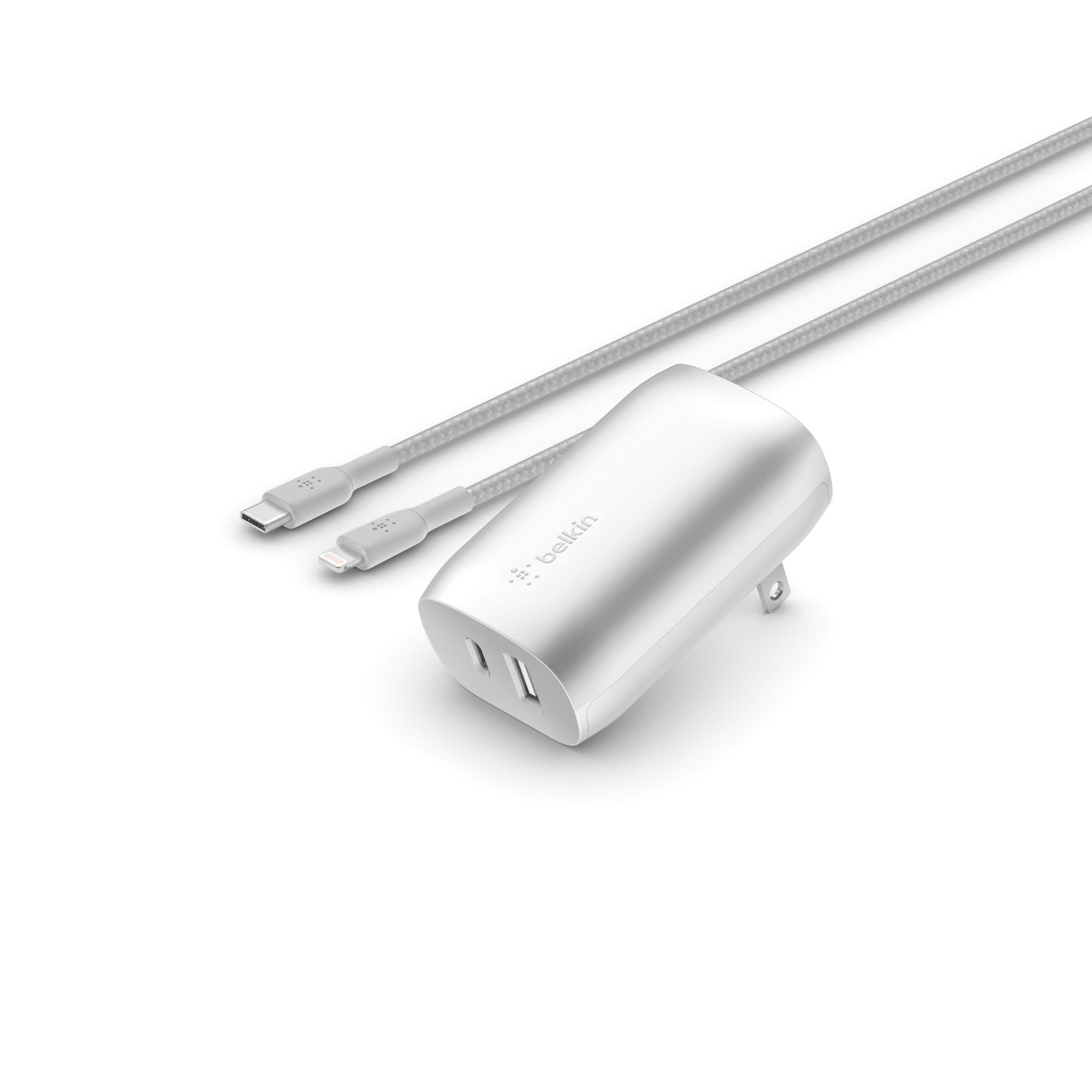 onn. 10' Lightning to USB-C Cable, White