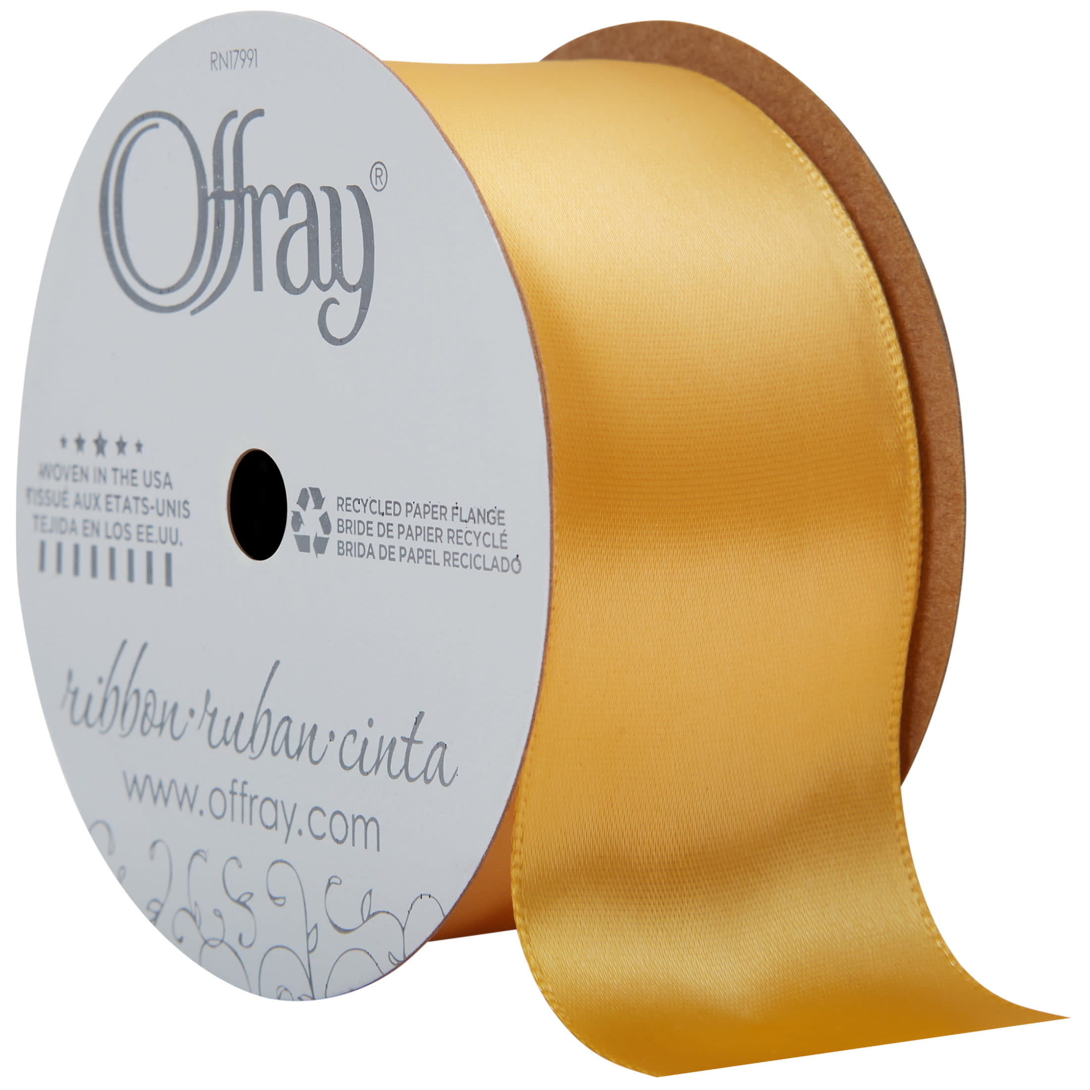 Offray Ribbon, Lemon Yellow 1 1/2 inch Single Face Satin Polyester Ribbon,  12 feet - DroneUp Delivery