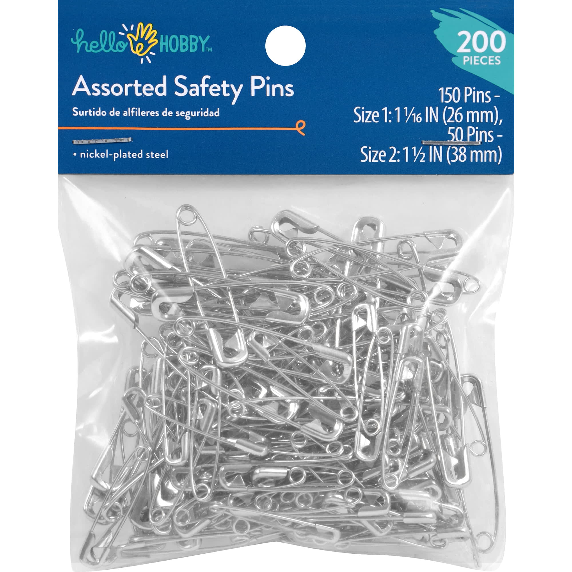 Hello Hobby Size 1 and 2 Assorted Safety Pins (200 Count) - DroneUp Delivery