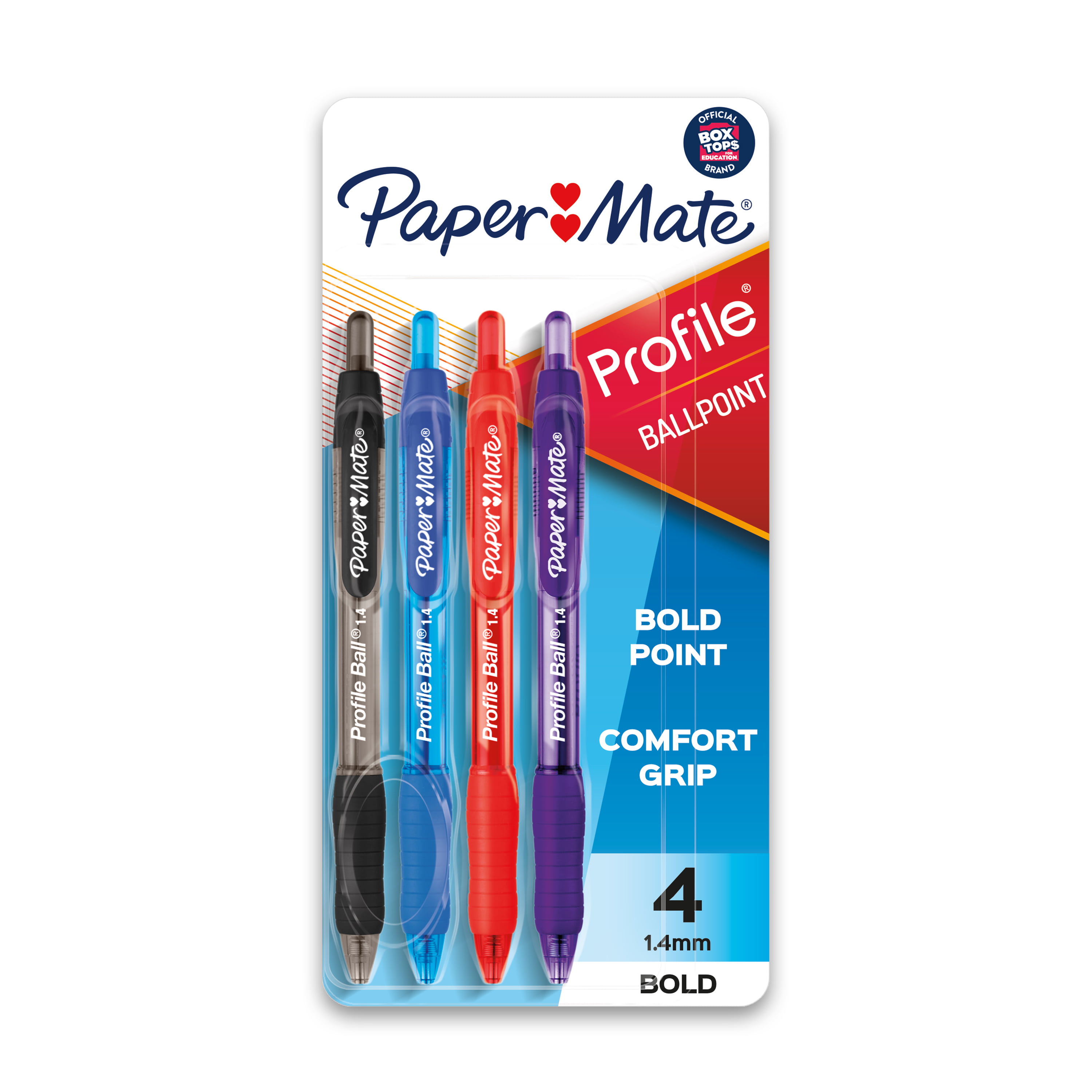 Paper Mate Profile Retractable Ballpoint Pens, Bold Tip, Assorted