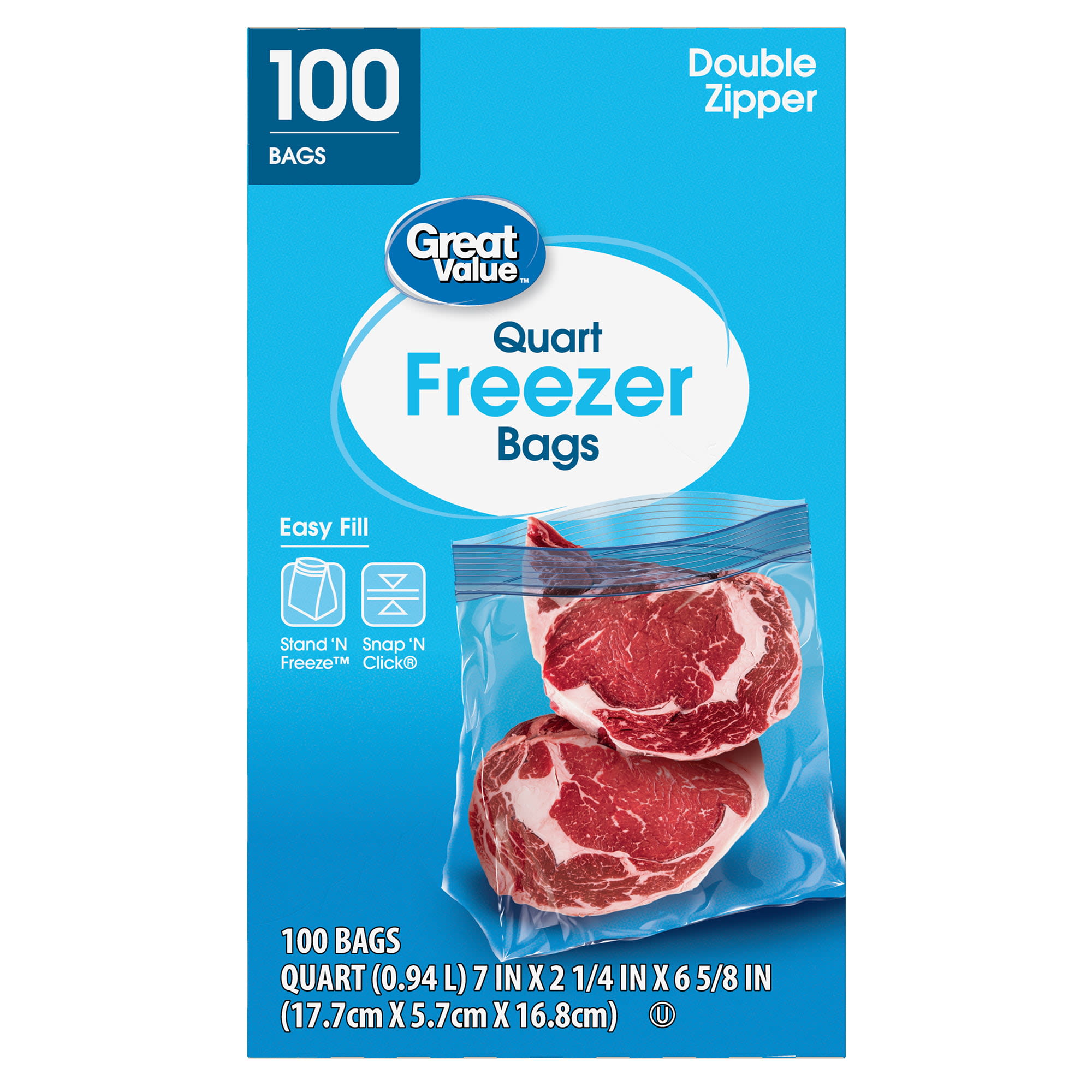 Plastic Freezer Bags - Zipper Quart