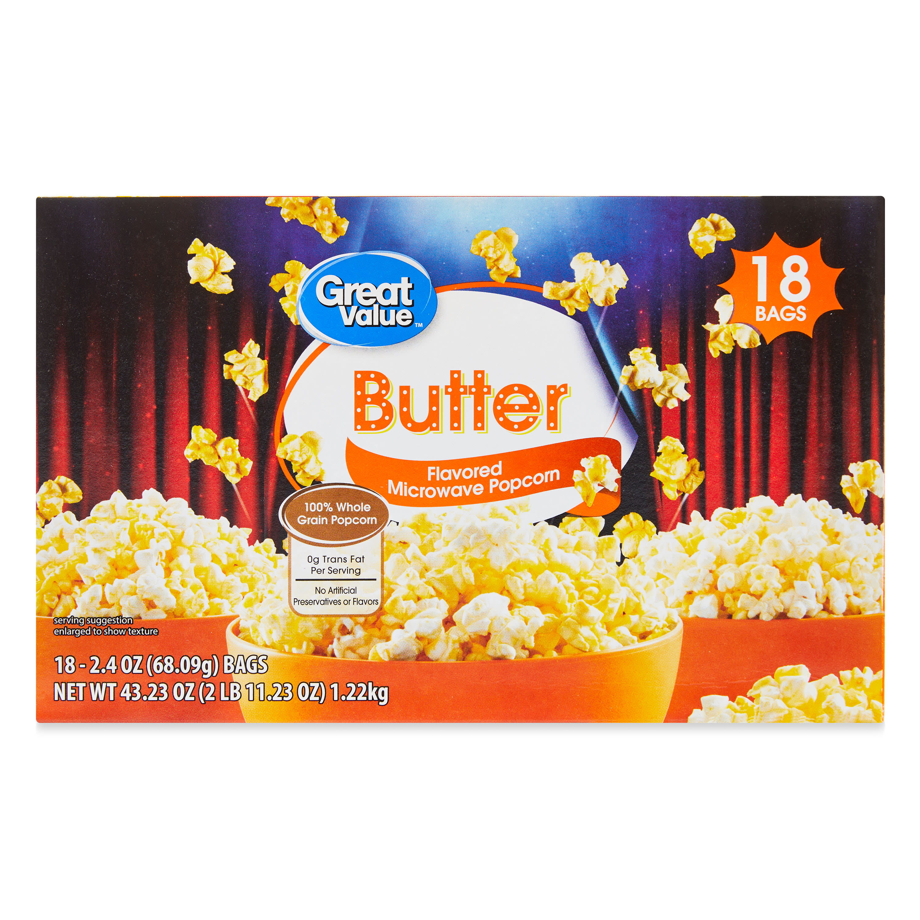 Great Value Buttery Flavoured Corn Puffs, 125g/4.4oz Bag, (Imported from  Canada)