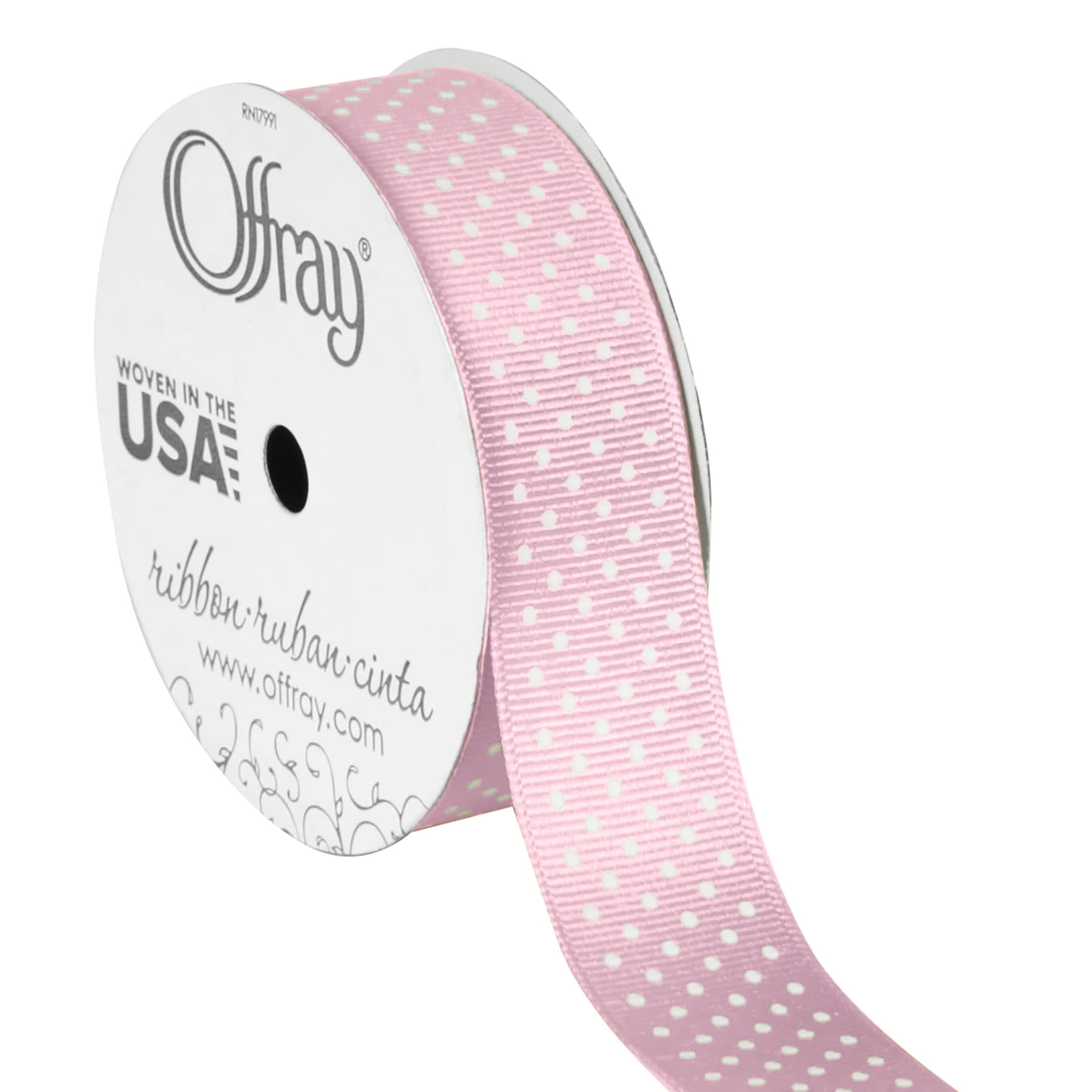 Offray Ribbon, White 7/8 inch Floral Grosgrain Ribbon, 9 feet