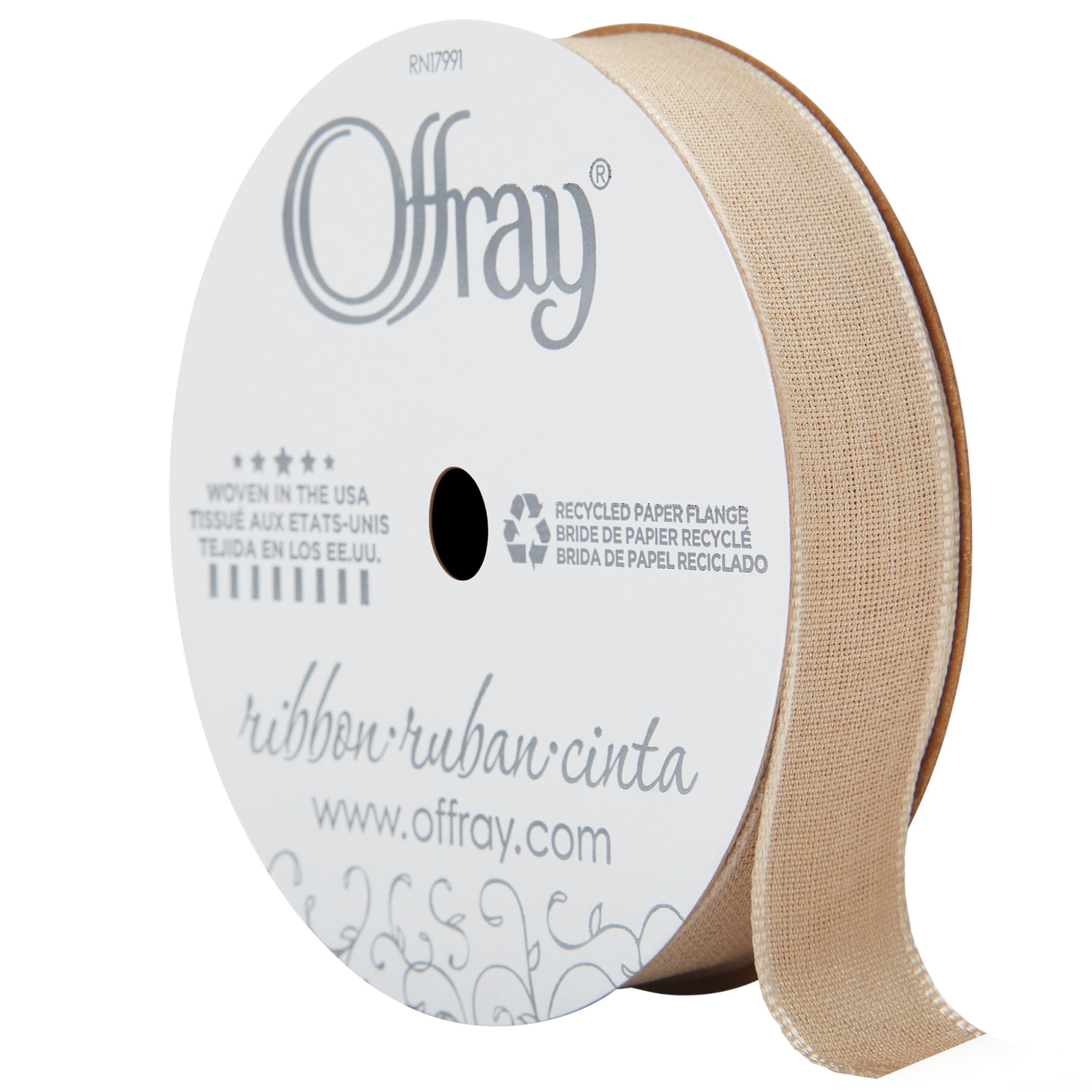 Offray Ribbon, Oatmeal Brown 5/8 inch Woven Ribbon, 12 feet - DroneUp  Delivery