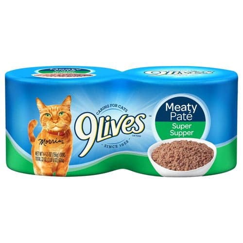 9 Lives Meaty Pate Super Supper Wet Cat Food 5.5 oz 4 Count