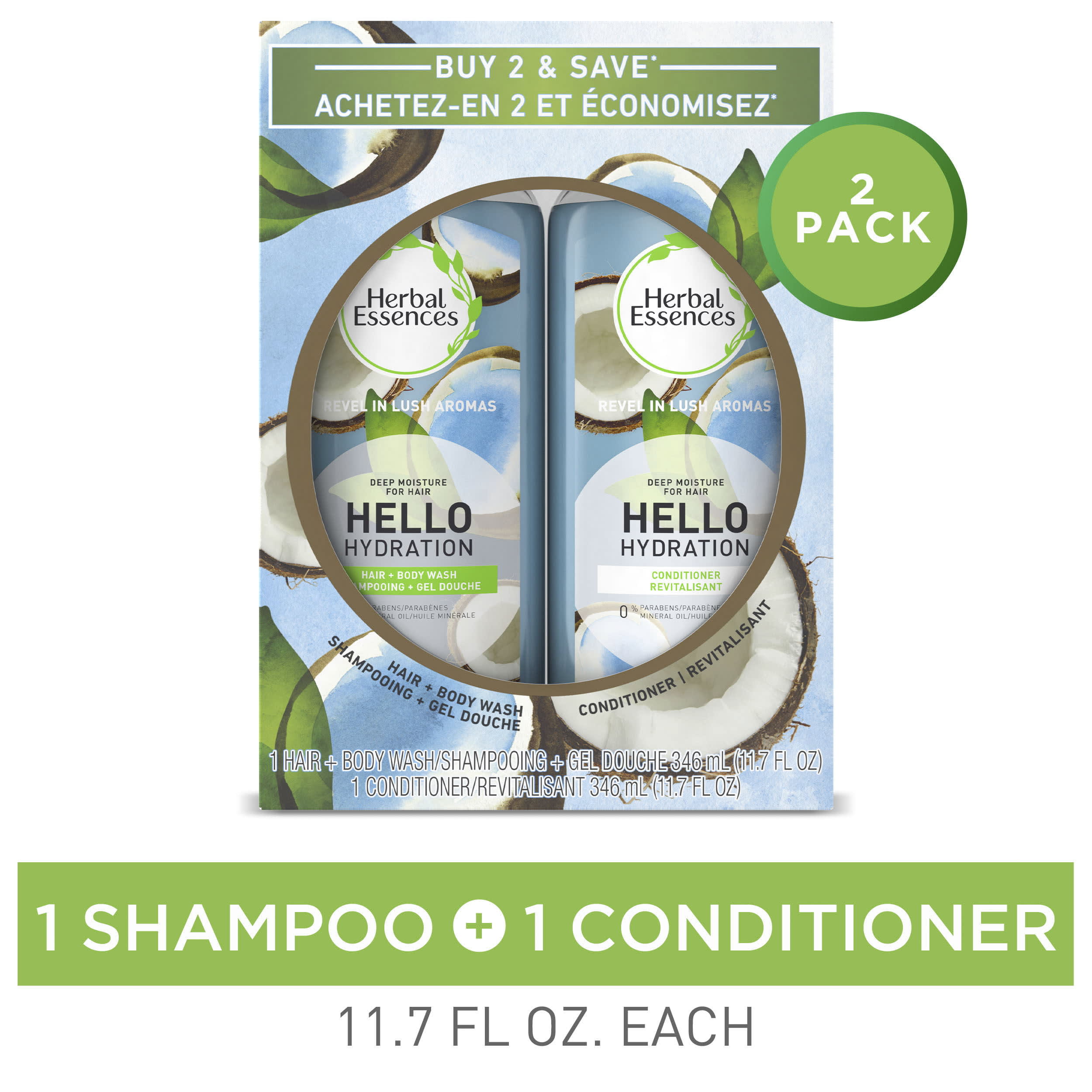 Herbal Essences 11.7 Oz Hello Hydration Hair & Body Wash In 1 & Conditioner  Set