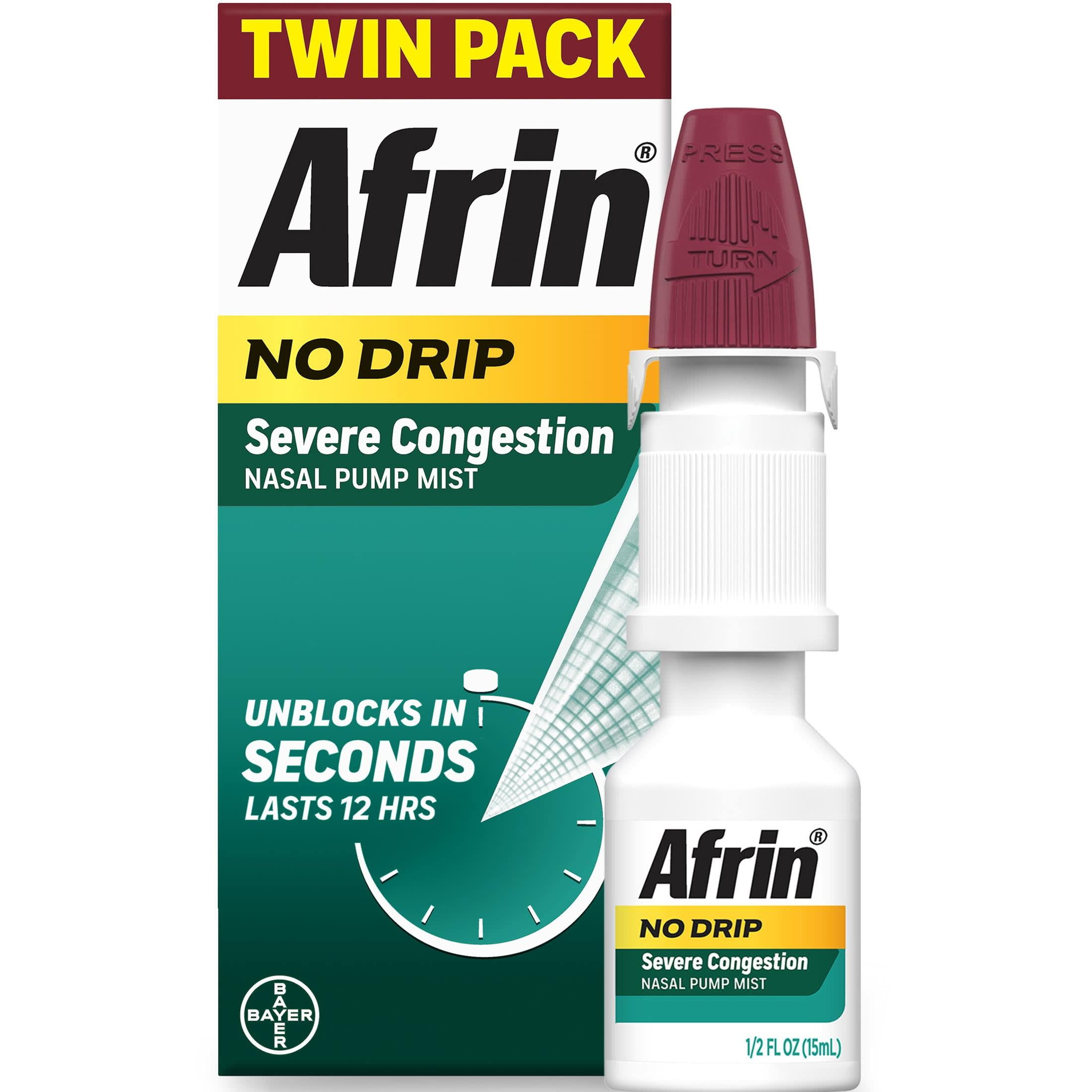 Afrin No Drip Severe Congestion Pump Mist Nasal Spray, 215 mL Bottles