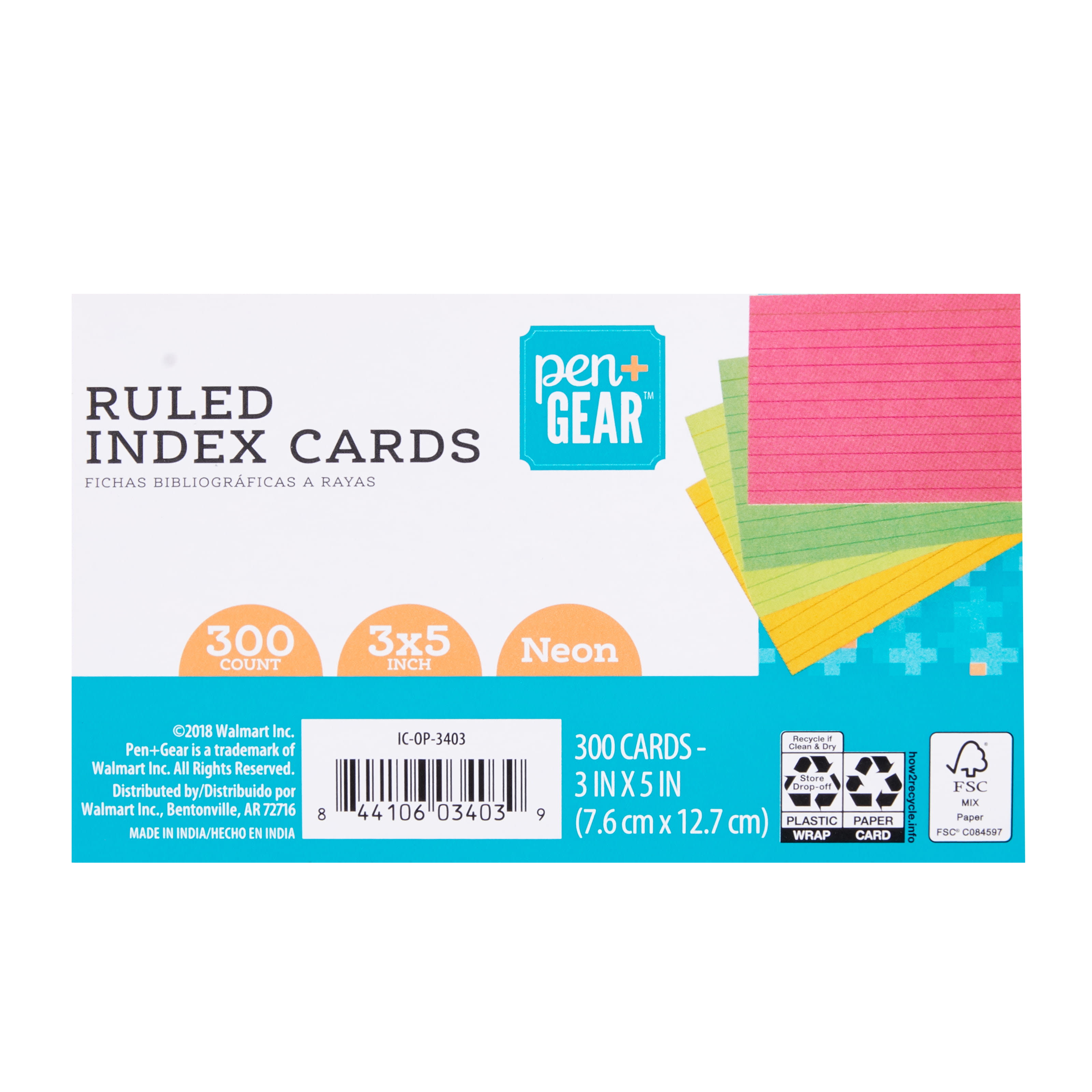 Pen+ Gear Ruled Index Cards, White, 500 Count, 3 x 5