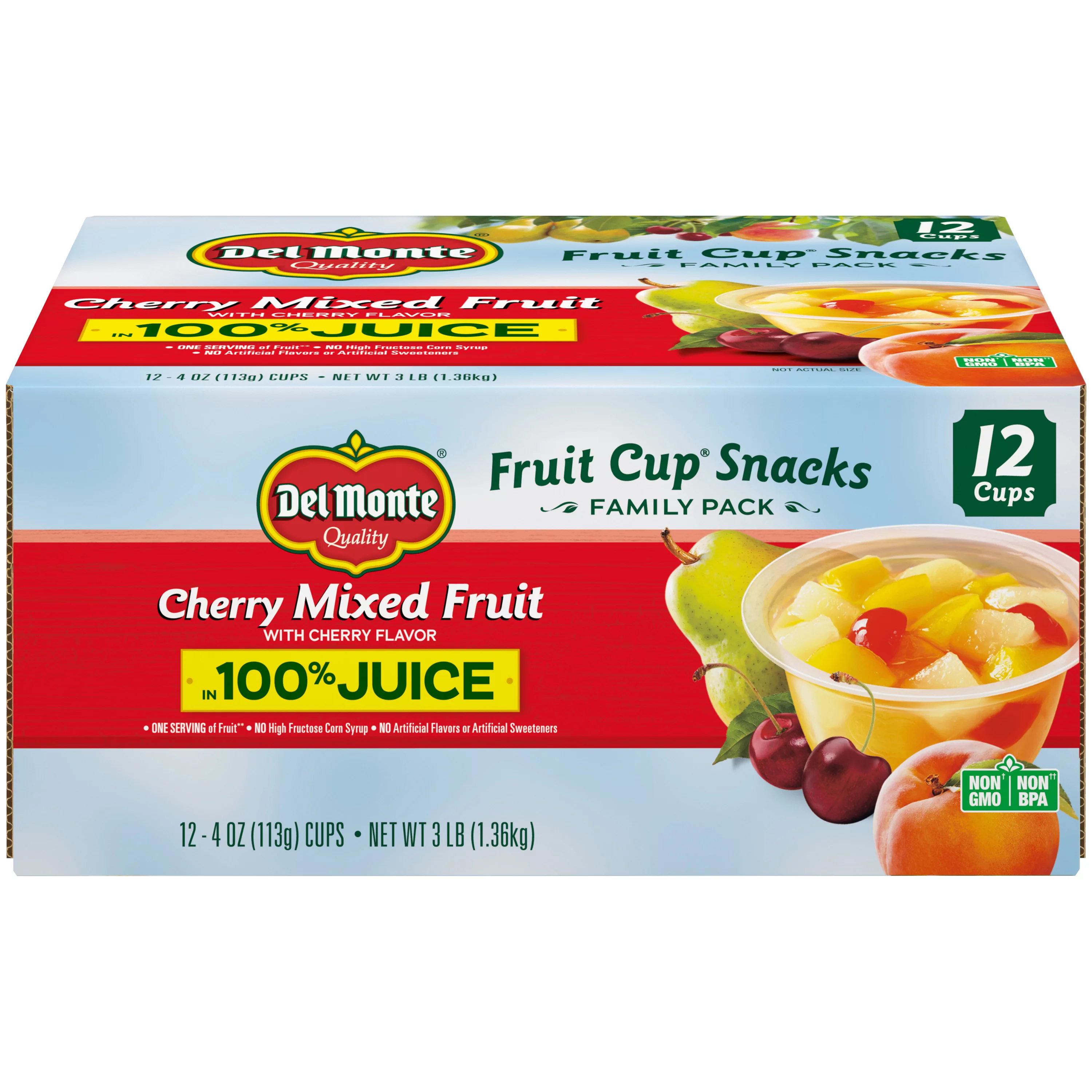 12 Cups) Del Monte Cherry Mixed Fruit Cup Snacks in 100% Juice, 4 oz -  DroneUp Delivery