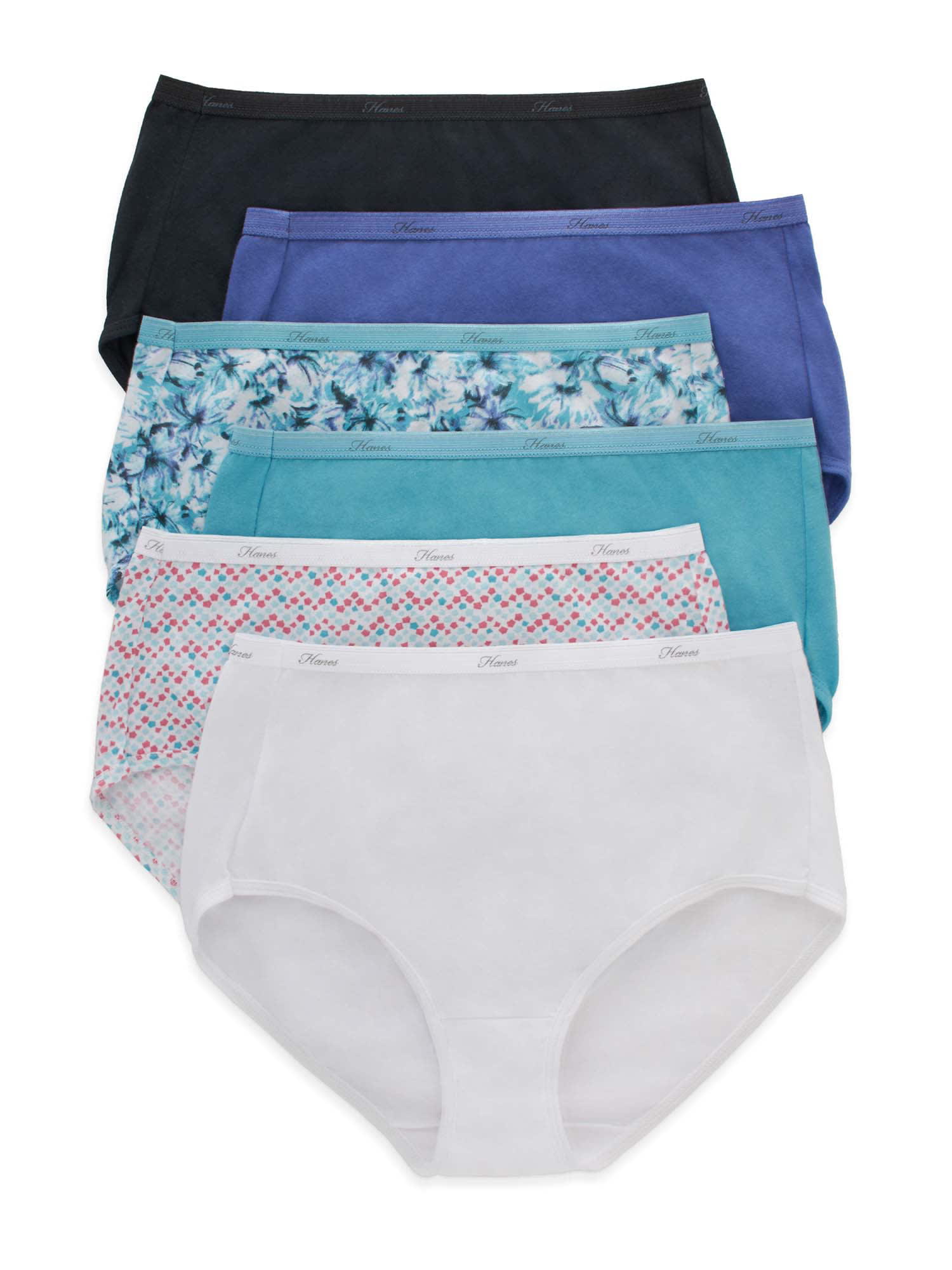 Joyspun Women's Cotton Thong Panties, 6-Pack, Sizes S to 2XL