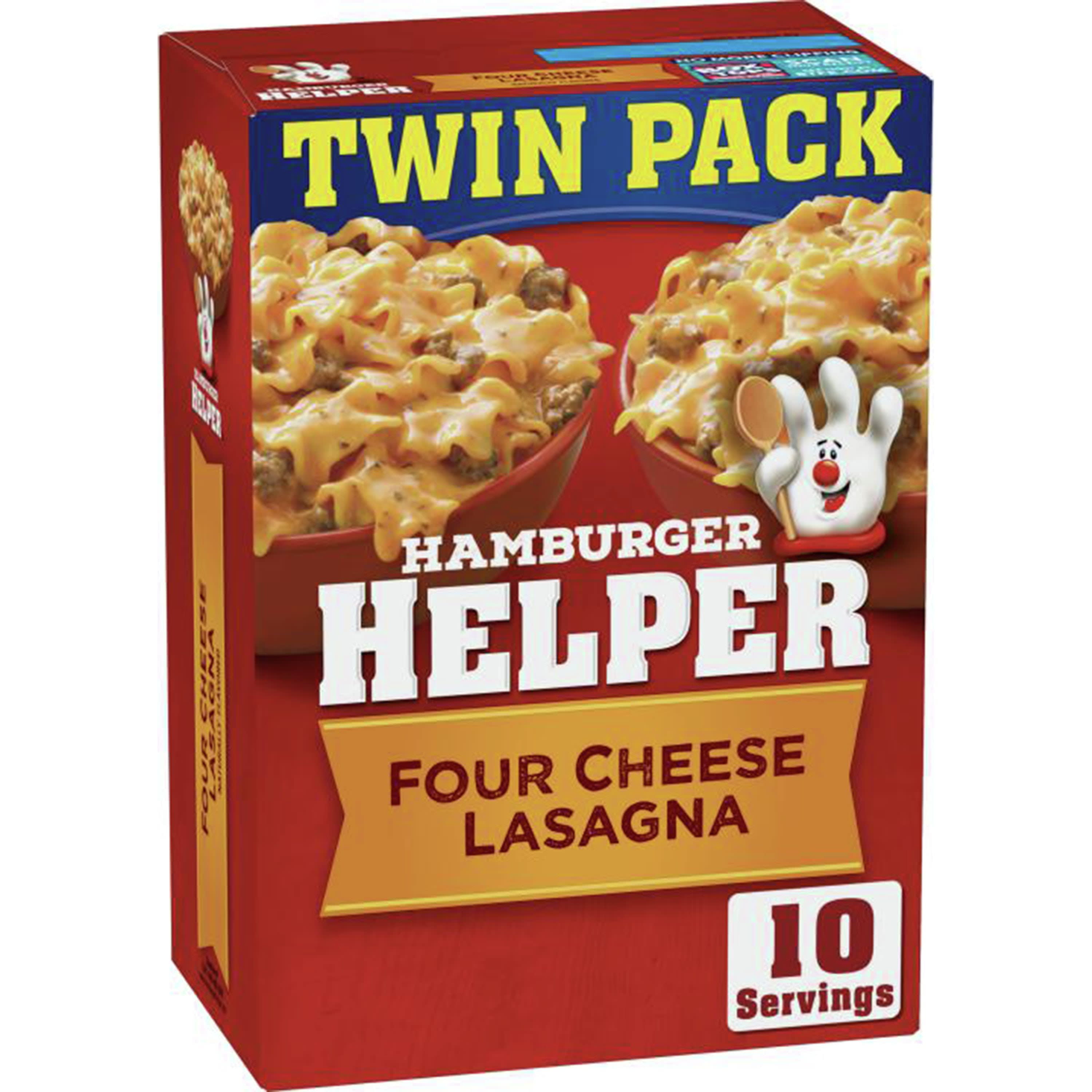 Hamburger Helper, Four Cheese Lasagna Twin Pack, 11.4 oz box - DroneUp  Delivery