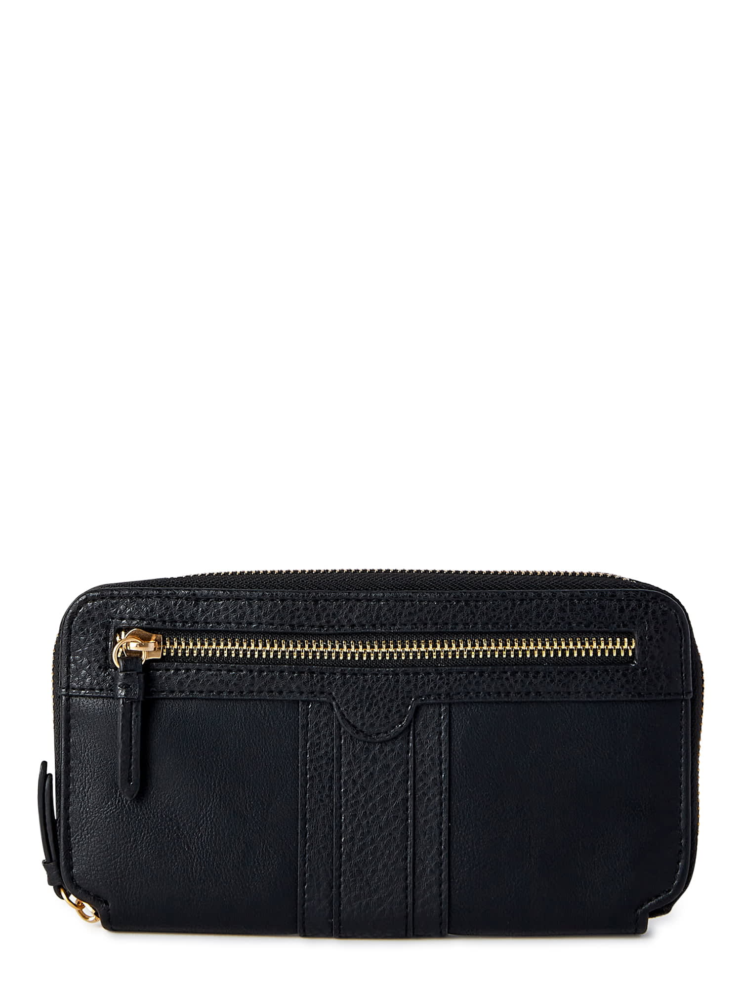 Time and Tru Women's Alexandra Slim Wallet Vinyl Solid Black 