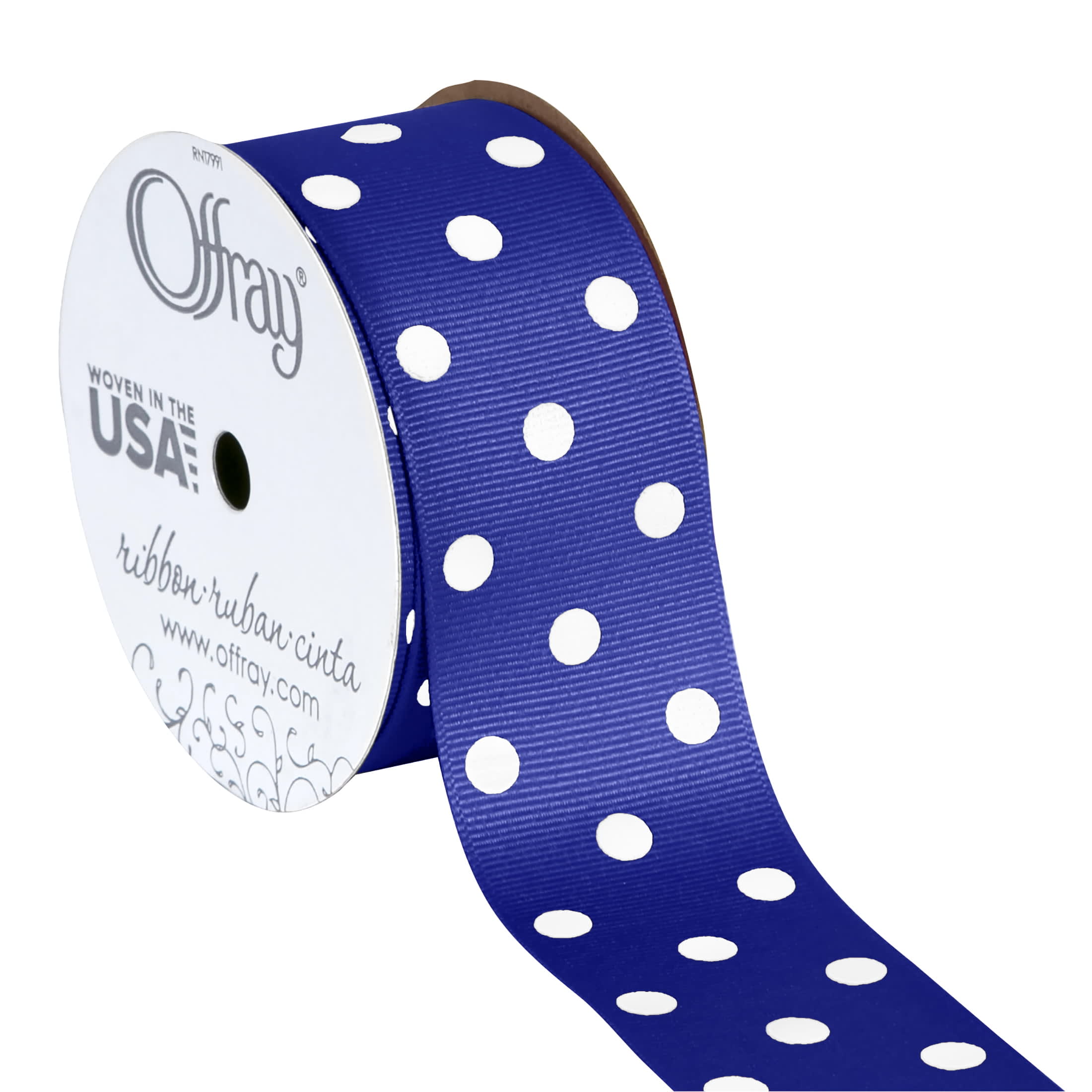 Offray Ribbon, Royal Blue with White Polka Dot 1 1/2 inch Grosgrain  Polyester Ribbon, 9 feet, 1 Each - DroneUp Delivery