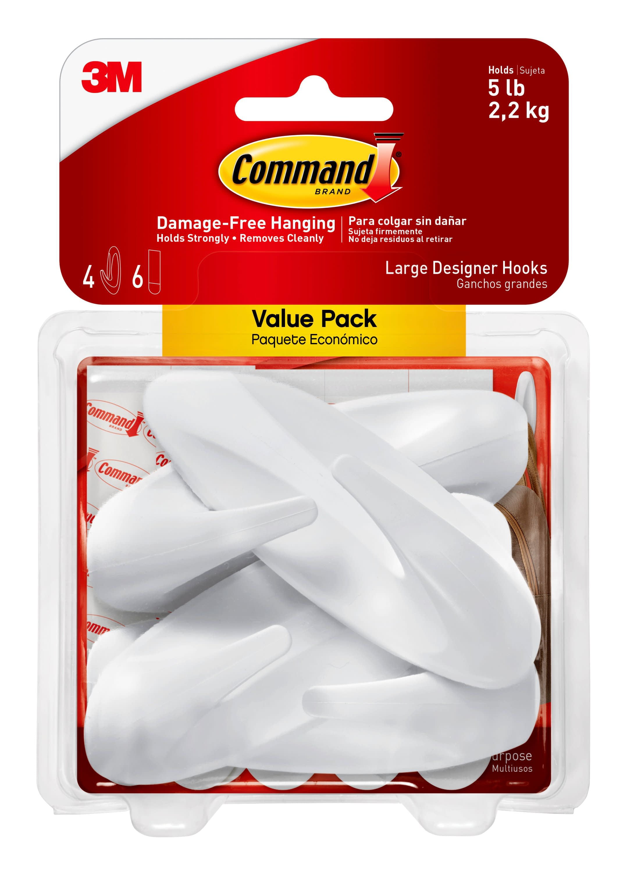 Command Large Picture Hanging Strips, White, Damage Free Hanging, 4 Pairs -  DroneUp Delivery