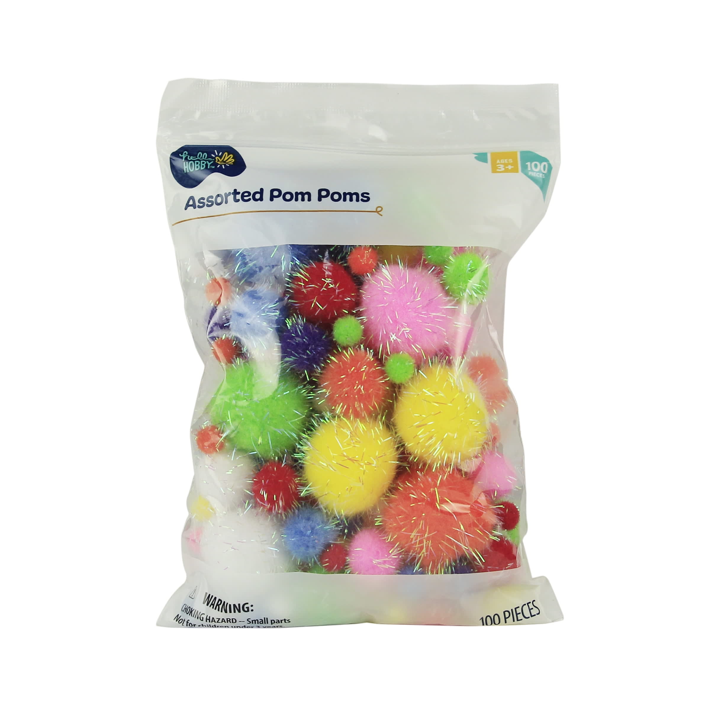 Hello Hobby Shimmer Multicolor Pom Poms POM - 100 Piece