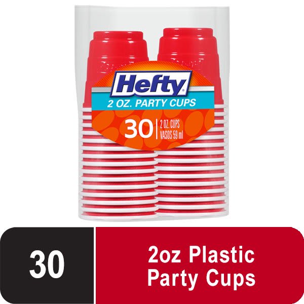 Hefty Easy Grip Disposable Plastic Party Cups, 9 oz, Red