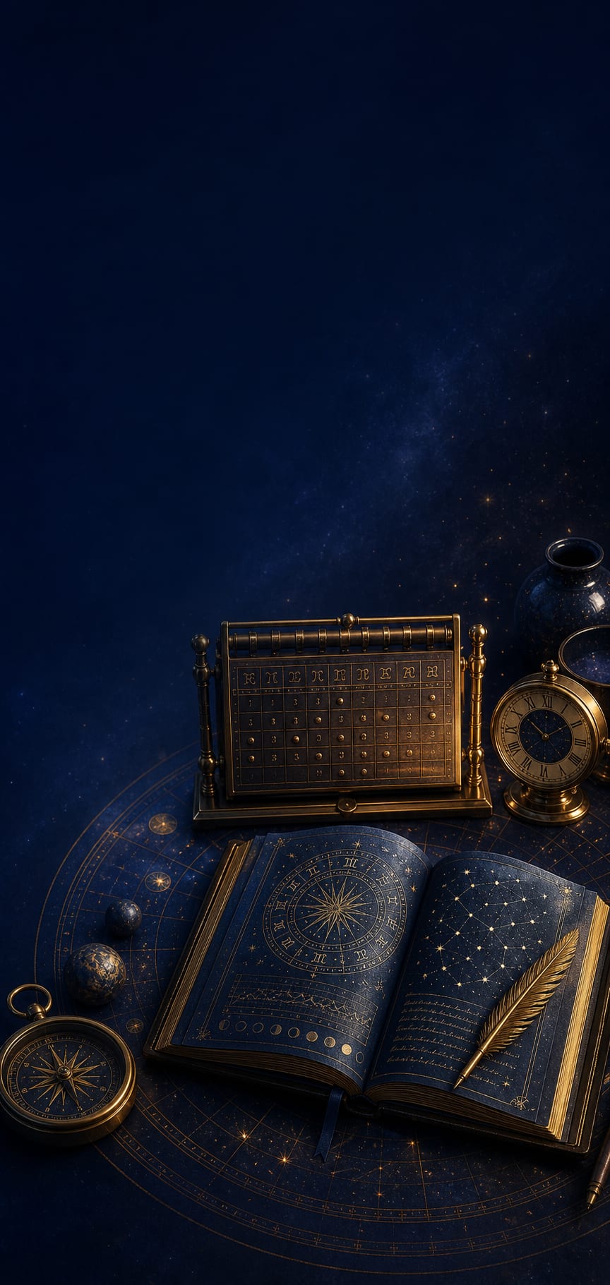 Celestial consultation journal, calendar, and clock