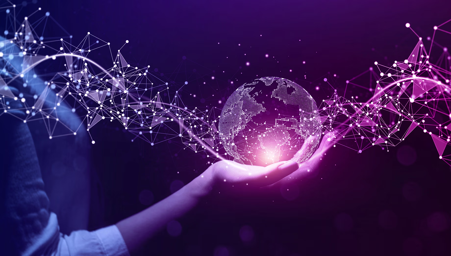 Futuristic digital globe with network connections
