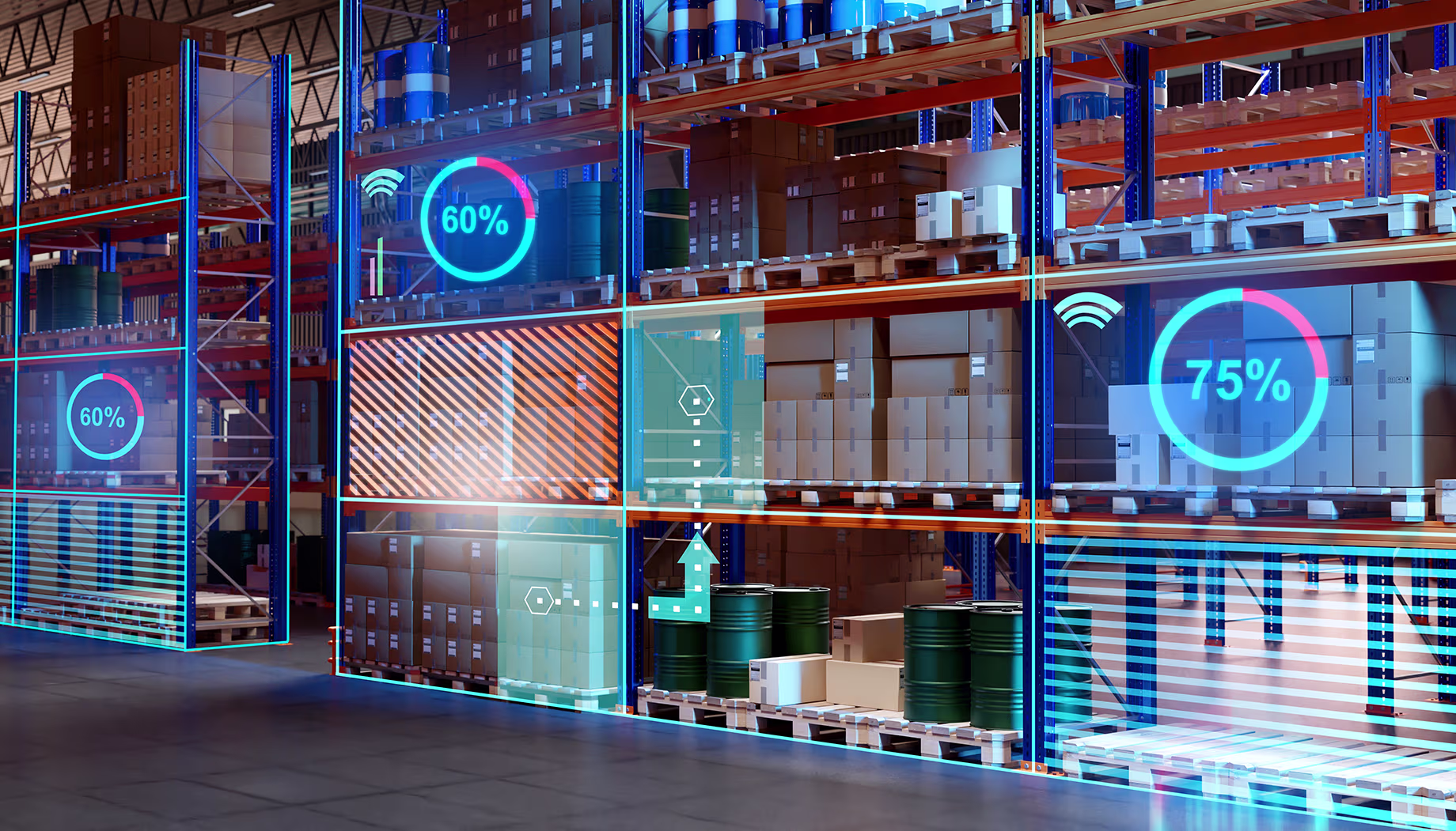 Digital interface showing smart factory controls