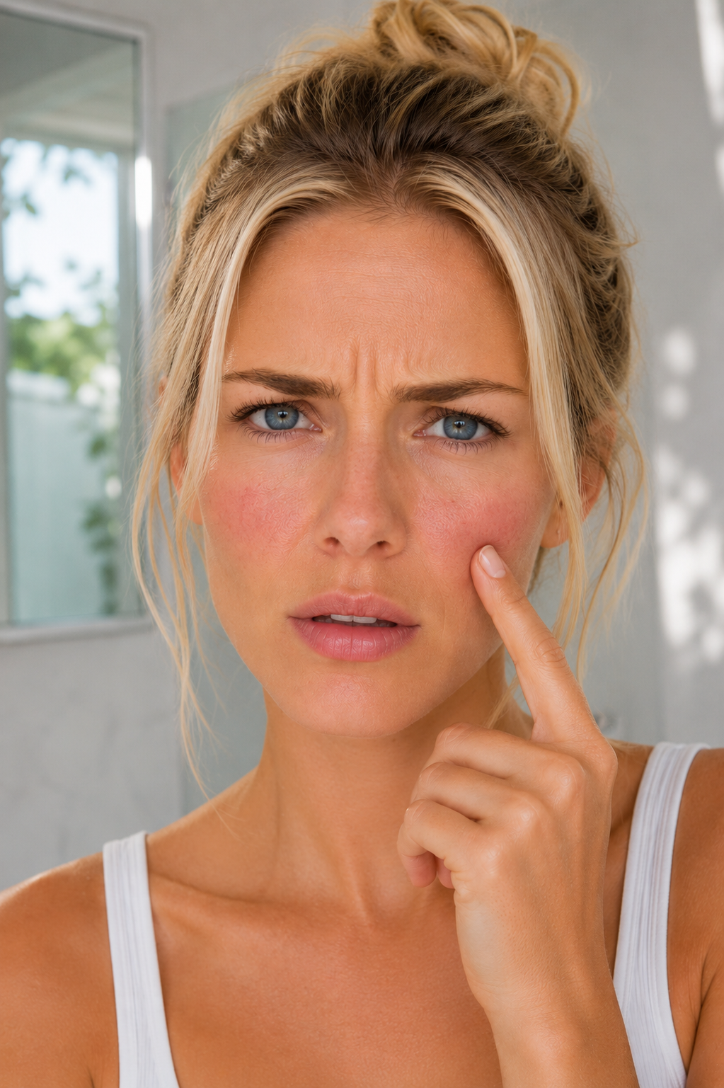 Visible skin redness and sensitivity caused by over-exfoliation and compromised skin barrier