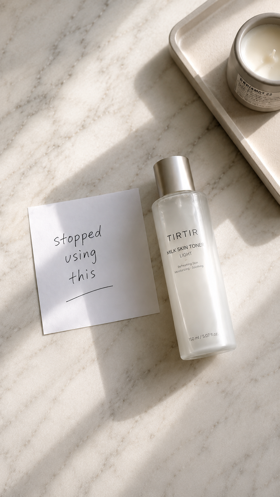 Skincare products on marble