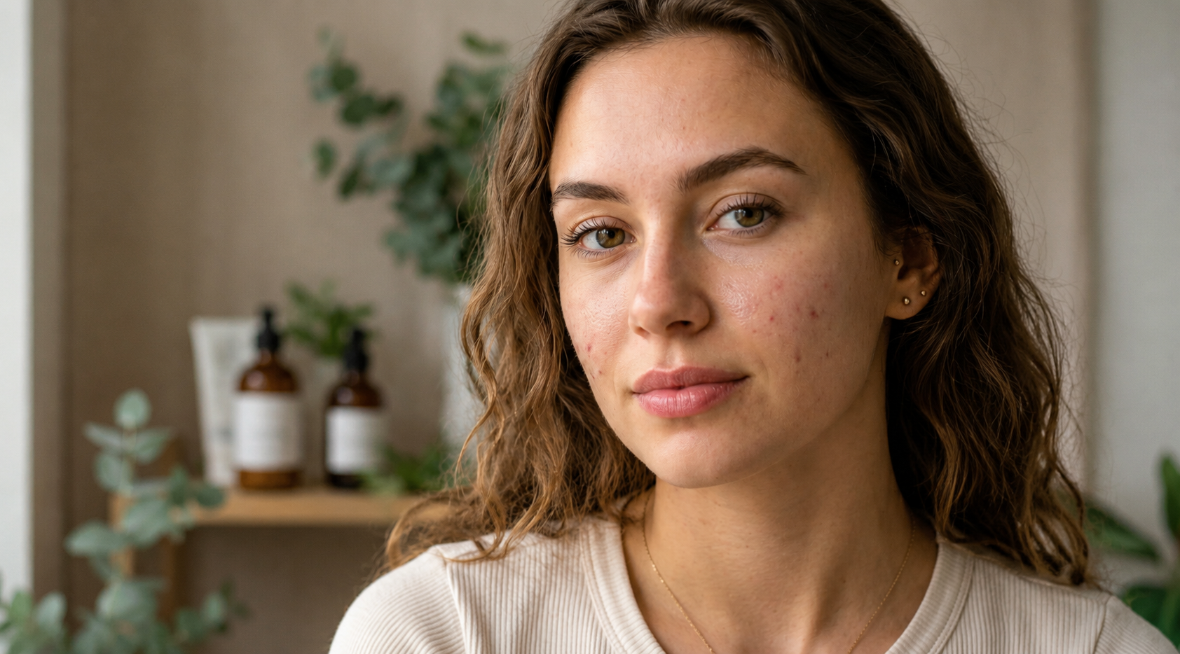 Woman gently washing face — correct acne skincare technique