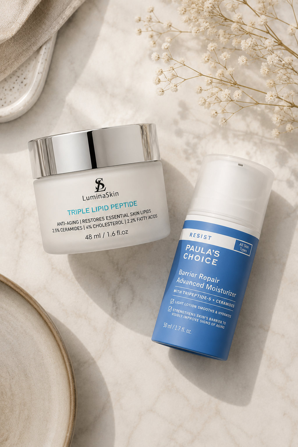 Glowing, balanced skin after 30-day niacinamide break and skin barrier reset — warm natural lighting