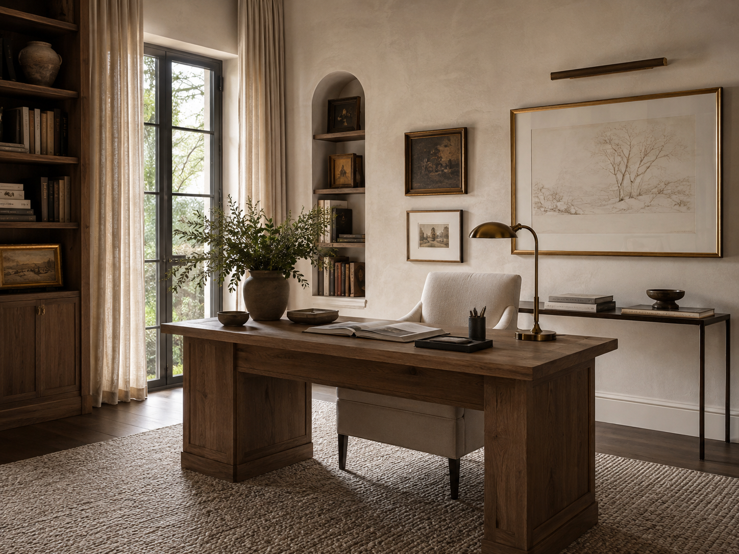 Interior space bathed in warm, layered lighting creating an atmosphere of depth and refinement