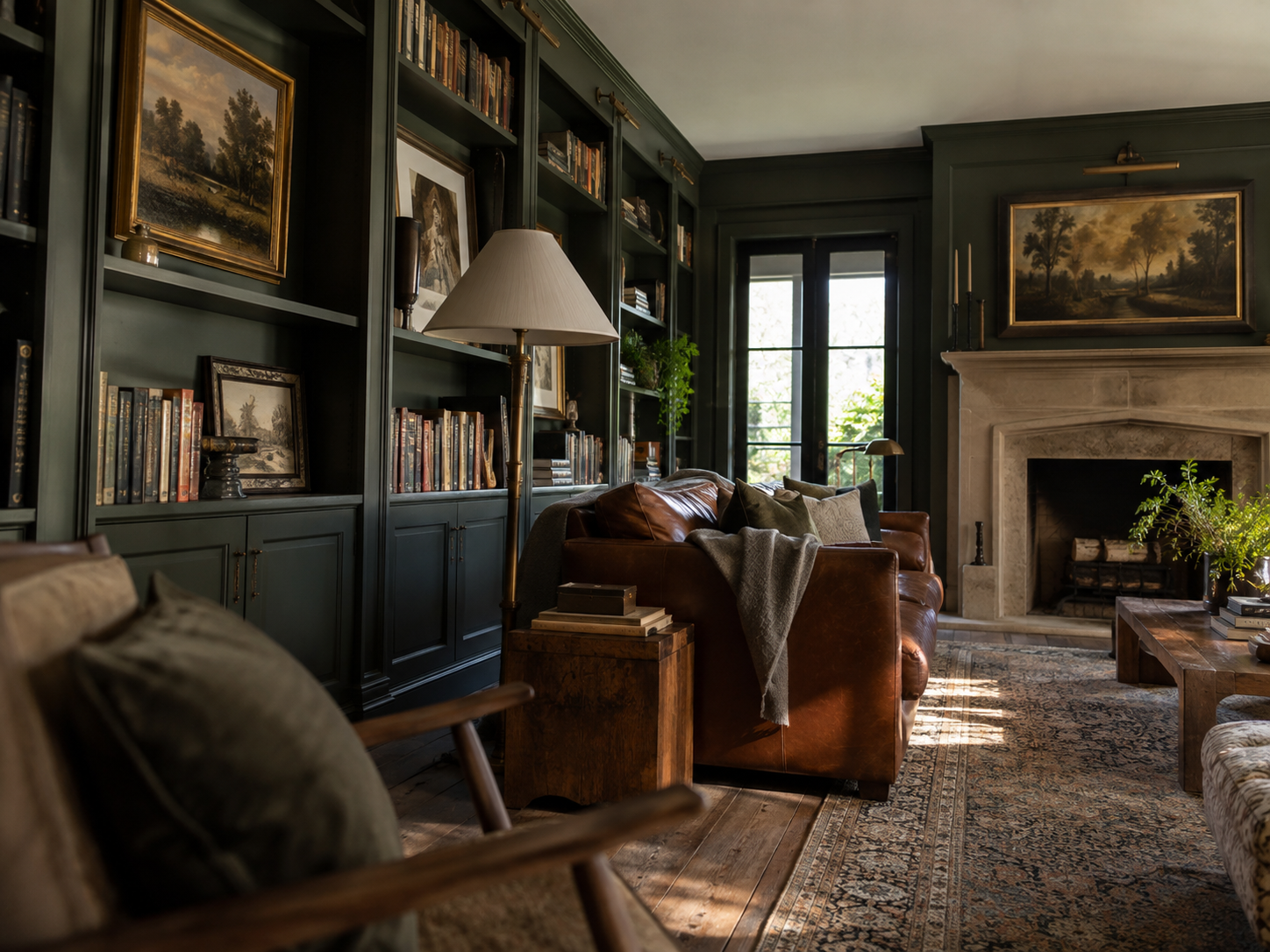 Dramatic fireplace as the architectural centrepiece of a refined luxury living room