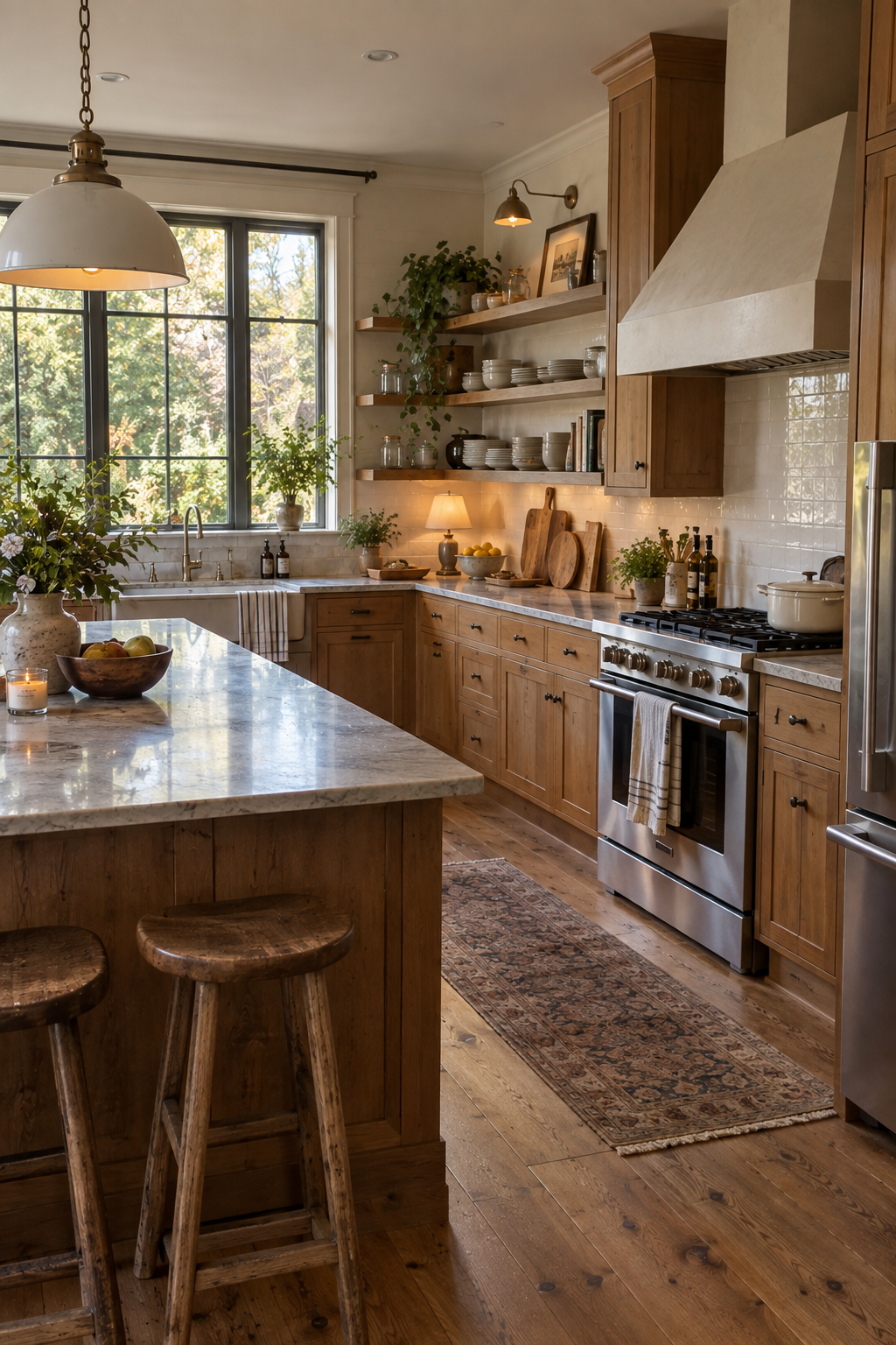 A refined kitchen balancing elegant aesthetics with practical everyday design