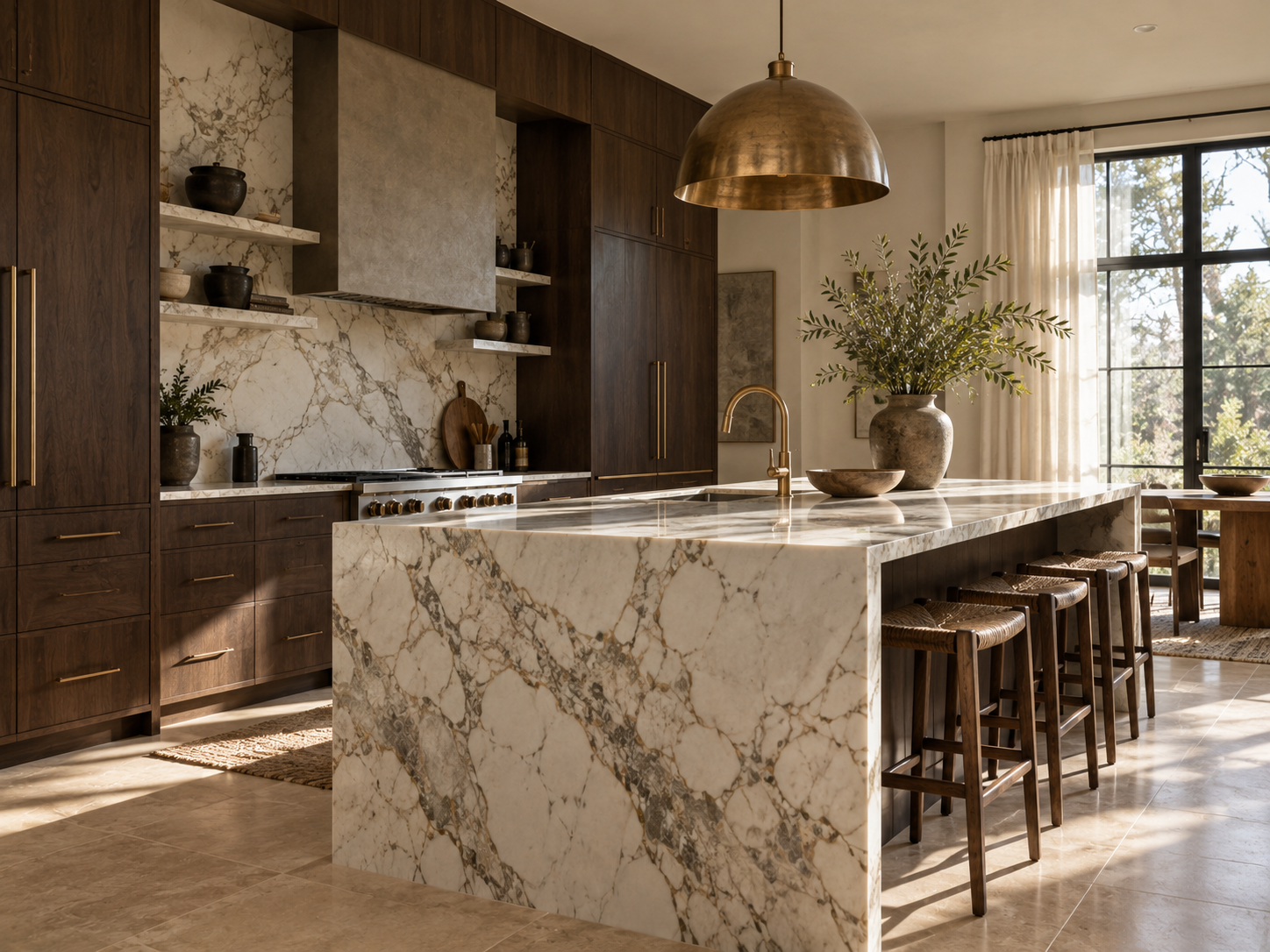 Kitchen island as the architectural centrepiece of a quiet luxury kitchen interior